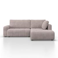 Ecksofa Hellgrau Cord - Hellgrau/Schwarz, Modern, Holz/Kunststoff (261/197cm) - Bessagi Home