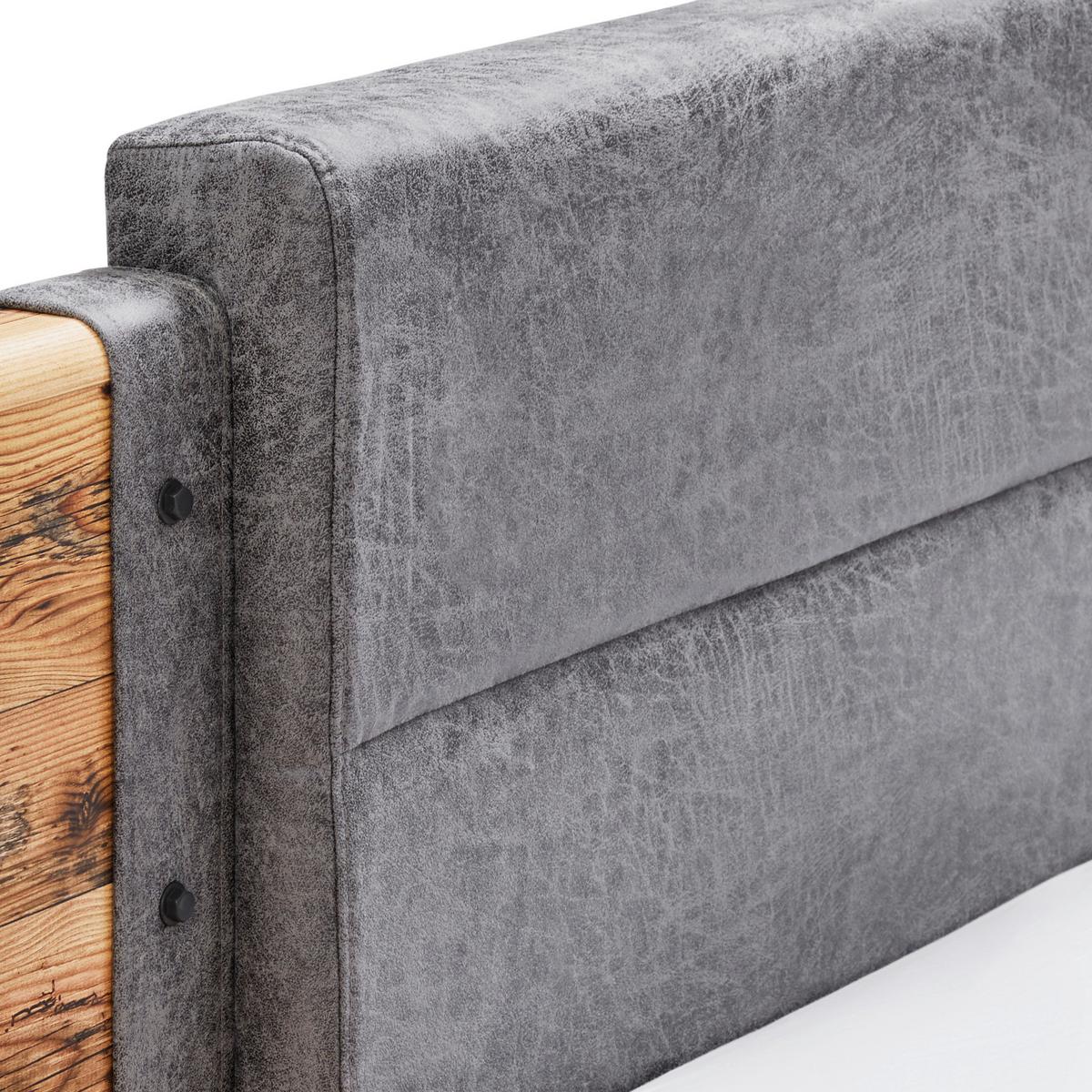 Set pat cu noptiere Alicante - culoare lemn molid/gri, Modern, textil/material pe bază de lemn (180/200cm)