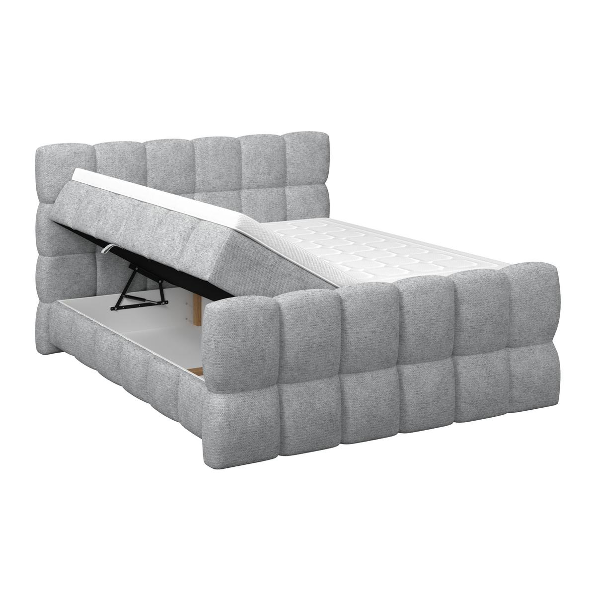 Postelja Boxspring Brisbane, Siva, 160x200 - siva/črna, Trend, kovina/umetna masa (160/200cm) - Premium Living