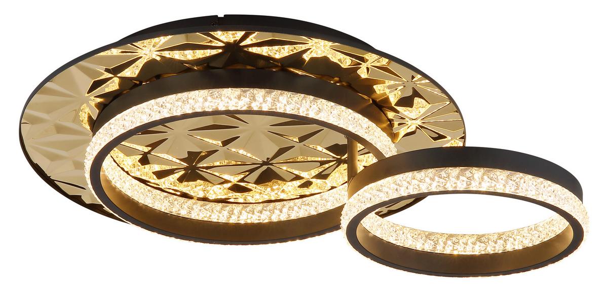 LED-DECKENLEUCHTE 67361G DELLA II - Klar/Goldfarben, Design, Kunststoff/Metall (50,5/40/14cm) - Globo