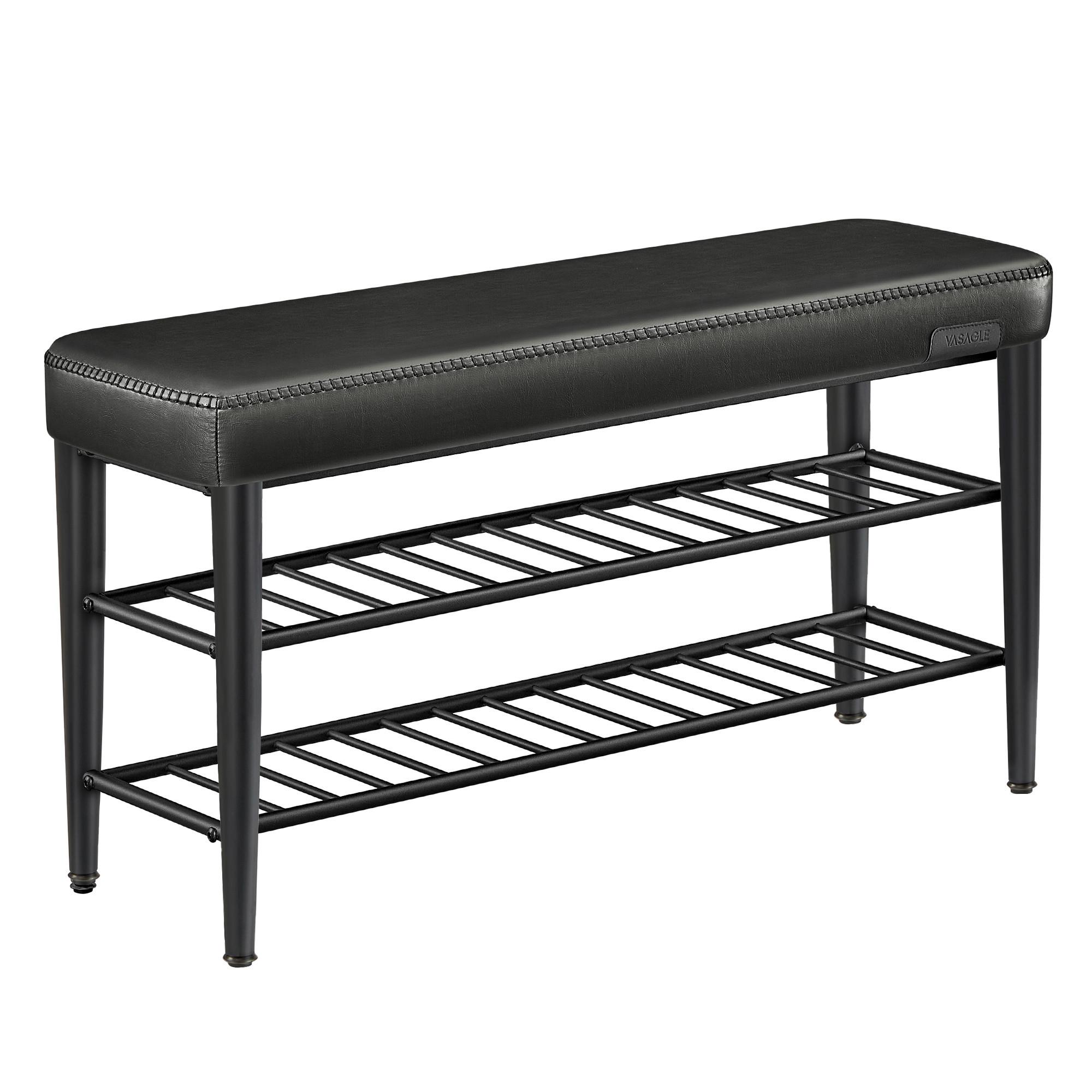 SCHUHBANK SHOE BENCH - Schwarz, MODERN, Leder/Metall (100/50/30cm) - MID.YOU