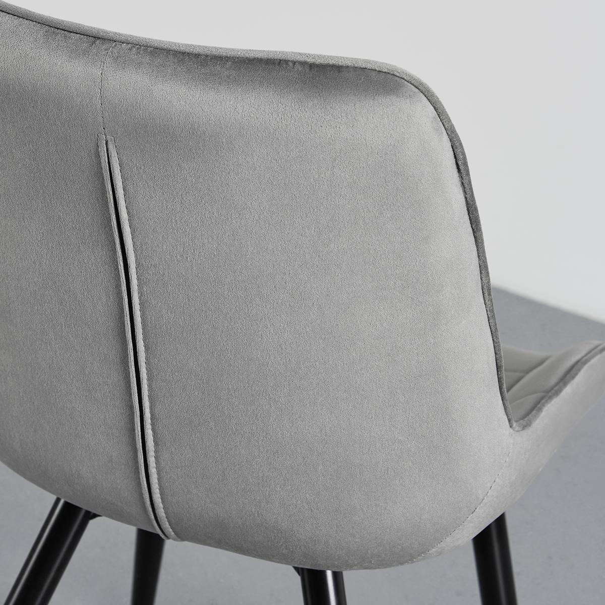 Stuhl Alina Grau Samt Gepolstert - Schwarz/Grau, MODERN, Holz/Textil (59/84/51cm) - Bessagi Home