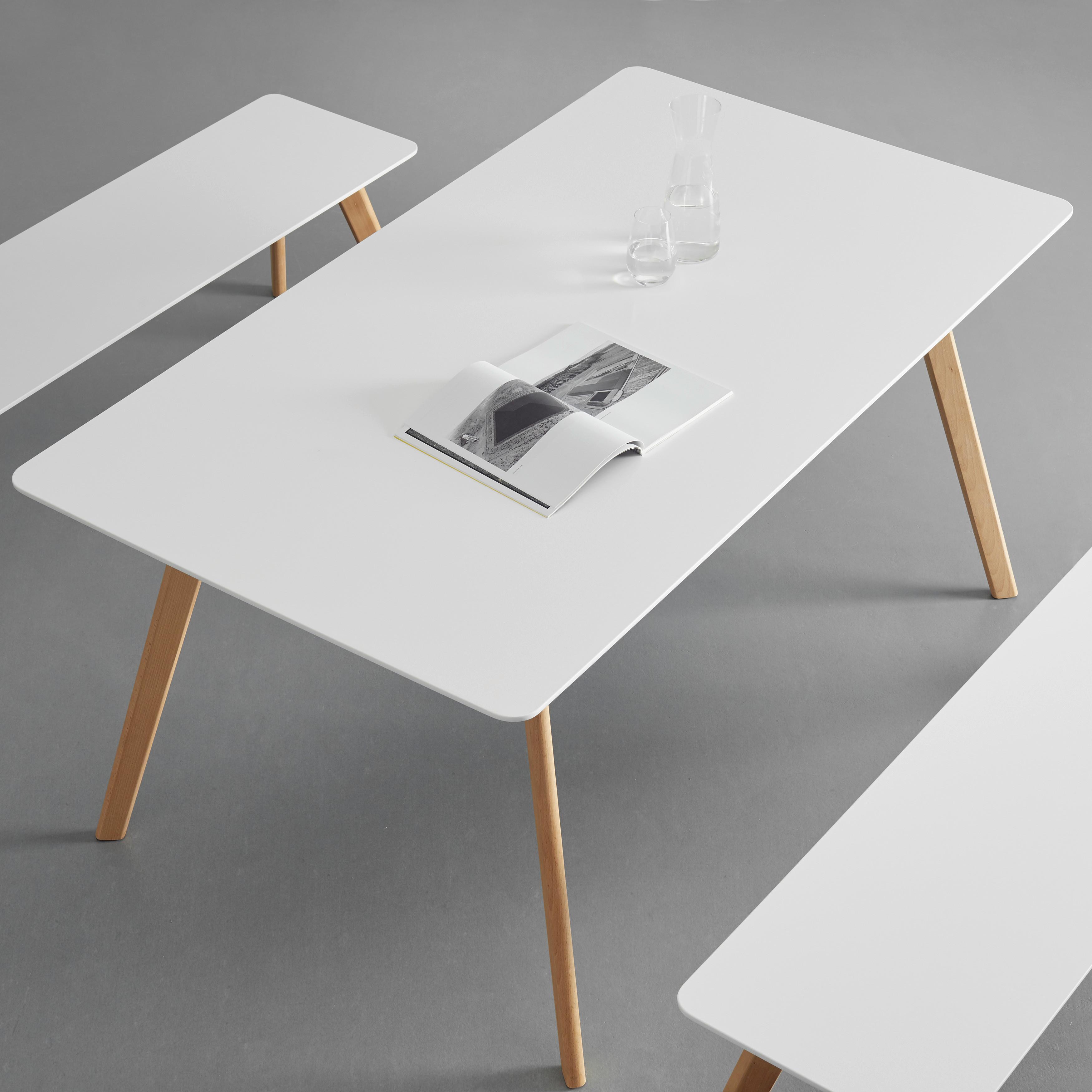 Esstisch weiss "Frieda" - Weiss/Buchefarben, Modern, Holz/Holzwerkstoff (160/90/76cm) - Bessagi Home