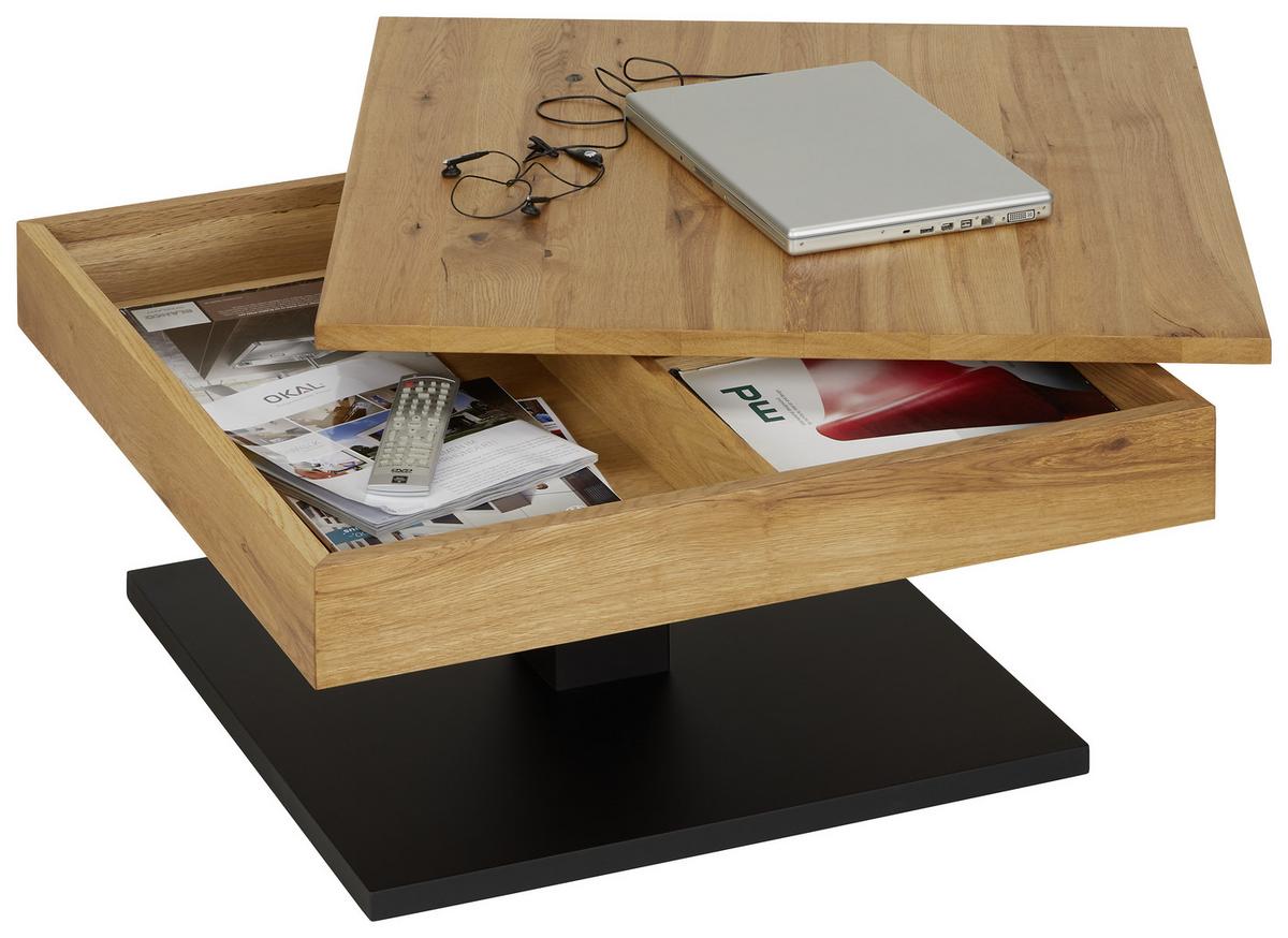 Couchtisch in Eichefarben/Schwarz - Eichefarben/Schwarz, KONVENTIONELL, Holz/Holzwerkstoff (75/75/38cm) - Mömax