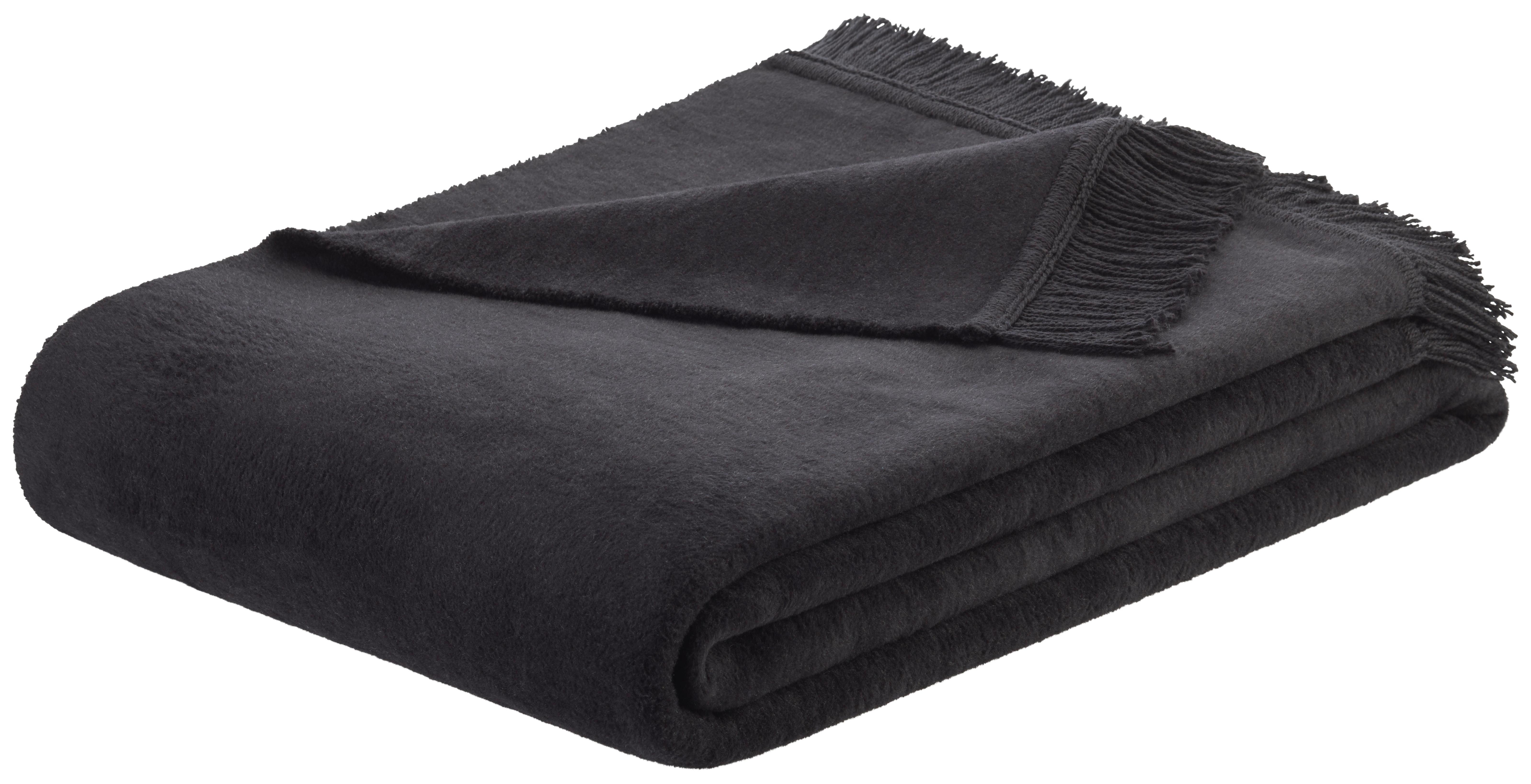 Decke El Sol in Schwarz ca.150x200cm - Schwarz, Textil (150/200cm) - Modern Living