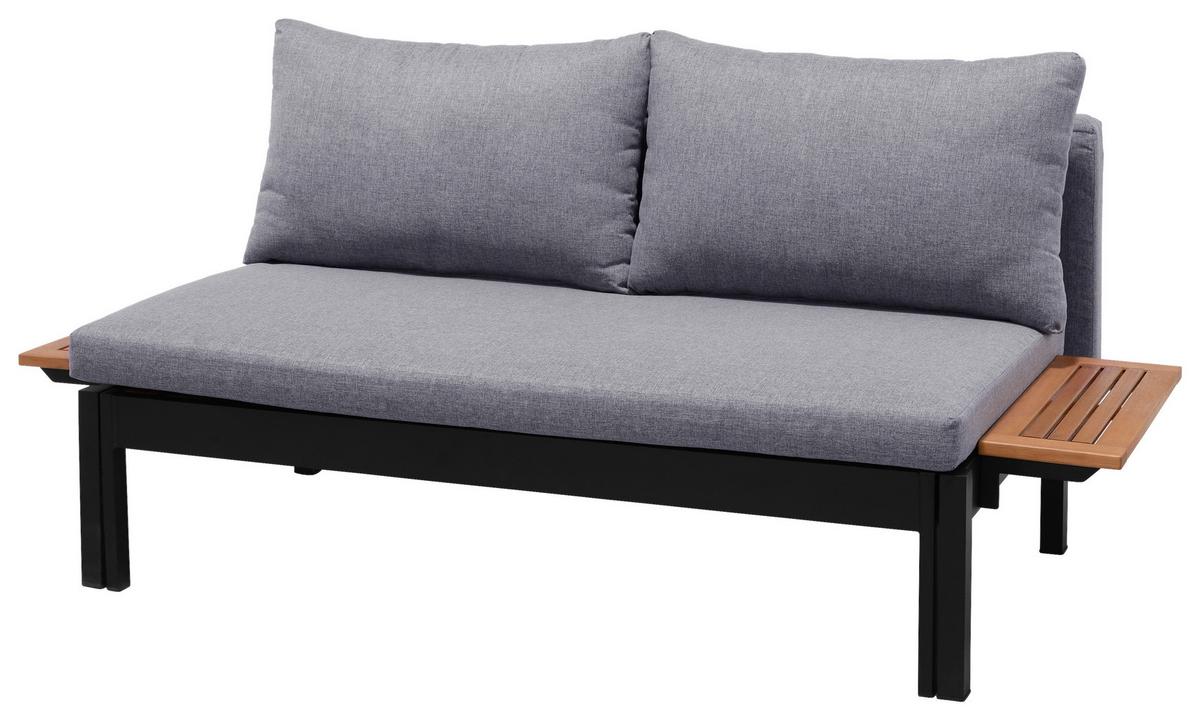 Loungesofa Emil 2 Grau/Schwarz - Hellgrau/Schwarz, MODERN, Holz/Metall (132/70,7/128cm)