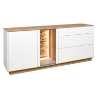 Comodă TV HALVAR - alb/stejar Artisan, Modern, sticlă/lemn (169/71/42cm) - Modern Living