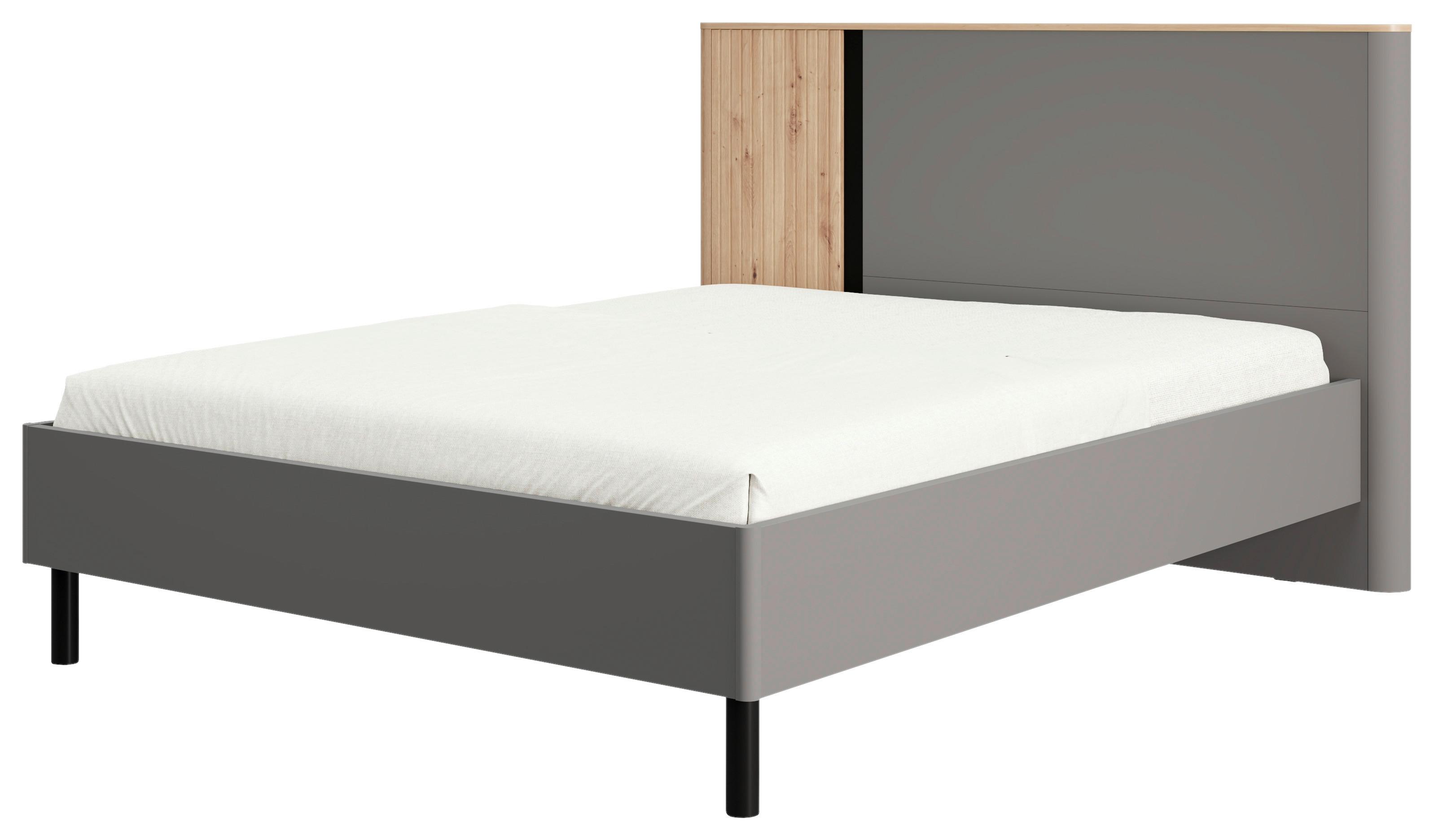 Ágykeret Fejvéggel Sinop - grafitszürke/fekete, Modern, faalapú anyag (180/200cm)