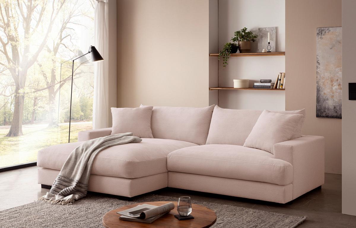 Kutna Garnitura Pelle - ružičasta/crna, Moderno, tekstil (180/265cm) - Modern Living