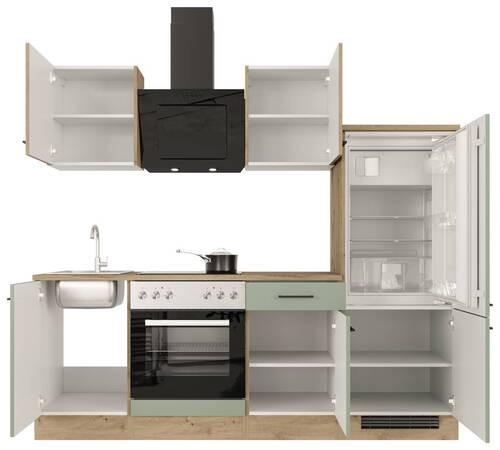 Kuhinjski Blok Cara, Zelena, Hrast - črna/zelena, Moderno, kovina/leseni material (220cm) - FlexWell