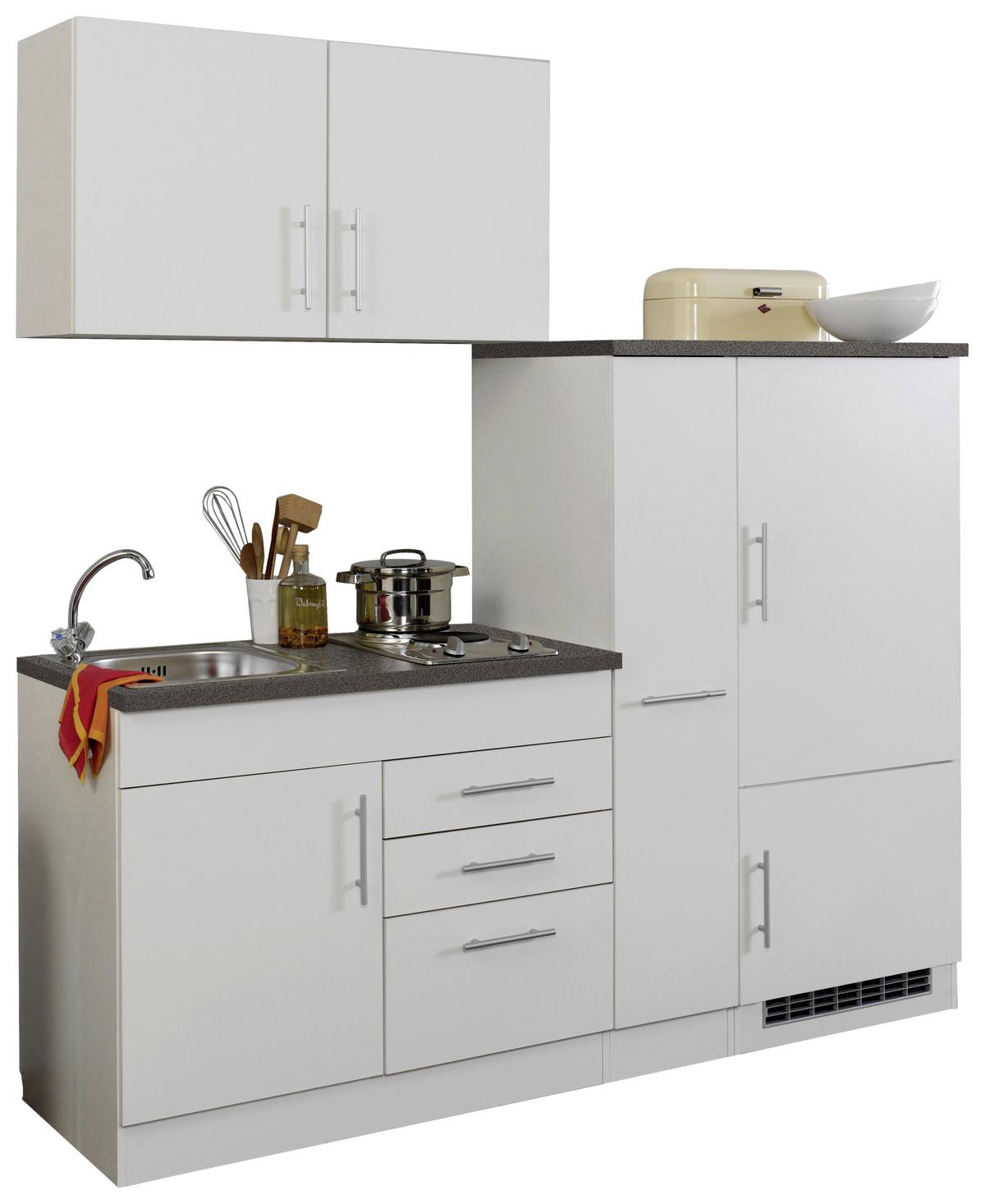 Küchenblock Toronto II m. Geräten Weiß - Chromfarben/Graphitfarben, MODERN, Holzwerkstoff/Metall (190cm) - Held