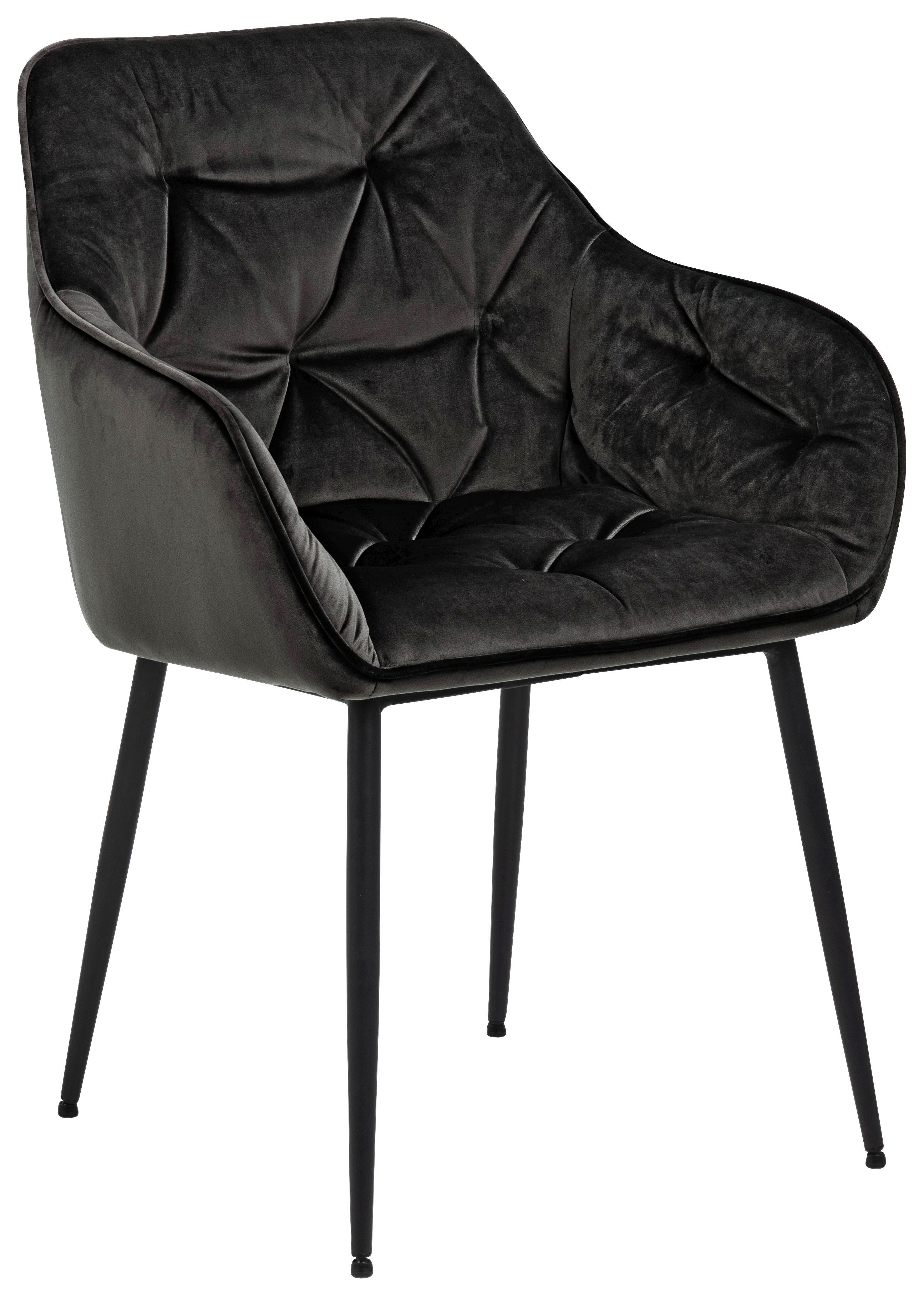 KRZESŁO Z PODŁOKIETNIKAMI BROOKE -TREND- - czarny/szary, Trend, metal/tkanina (58/83/55cm) - Livetastic