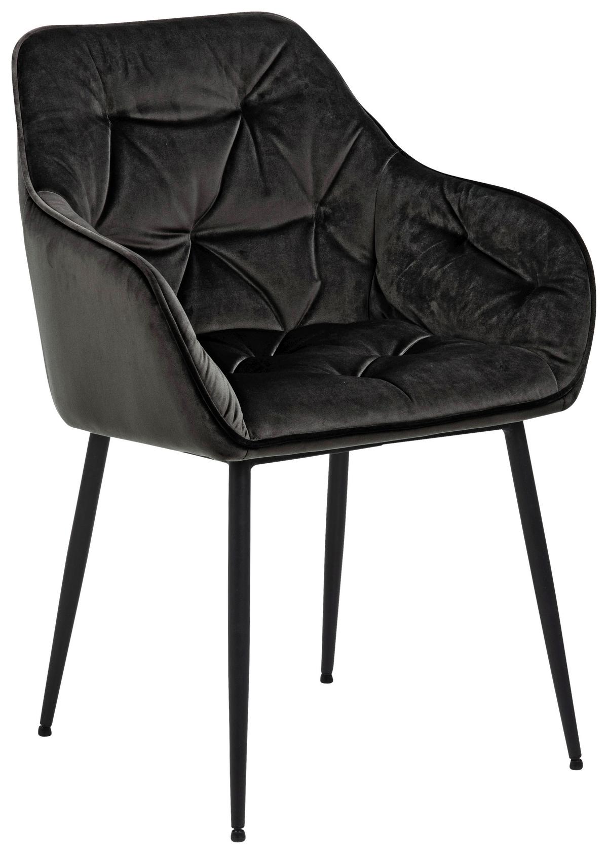 KRZESŁO Z PODŁOKIETNIKAMI BROOKE -TREND- - czarny/szary, Trend, metal/tkanina (58/83/55cm) - Livetastic