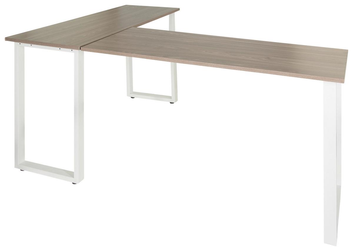 Kotna Pisalna Miza Workspace Basic I, Siva, Bela - siva/bela, Basics, kovina/leseni material (165/120/75cm) - MID.YOU