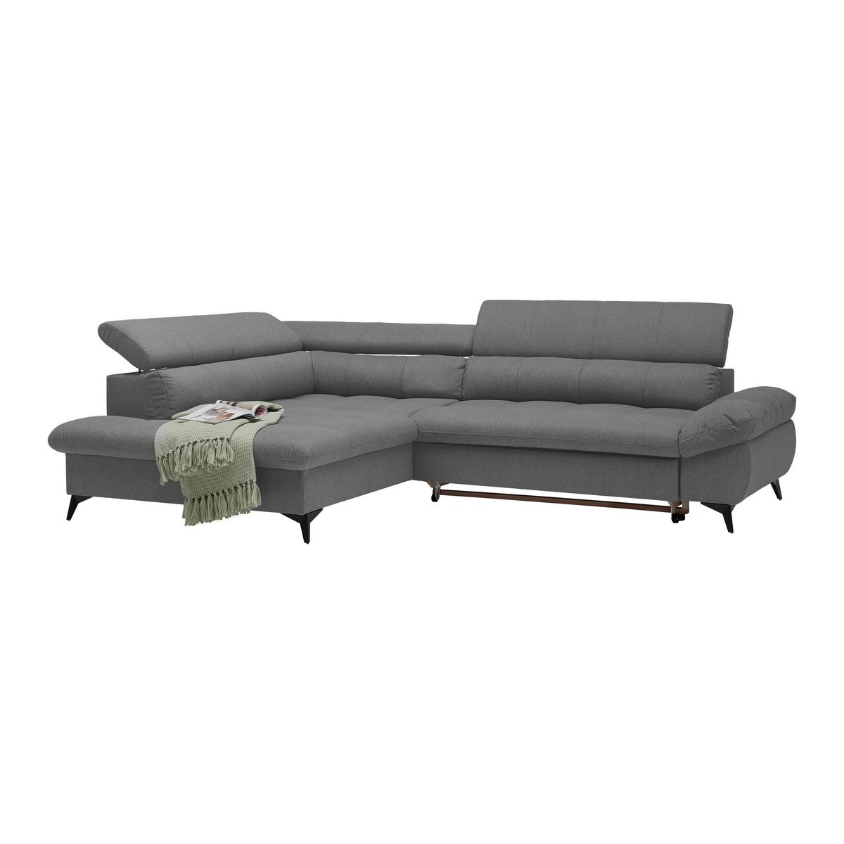 Wohnlandschaft Alberto Anthrazit - Anthrazit/Schwarz, MODERN, Textil/Metall (296/78/201cm) - Mömax