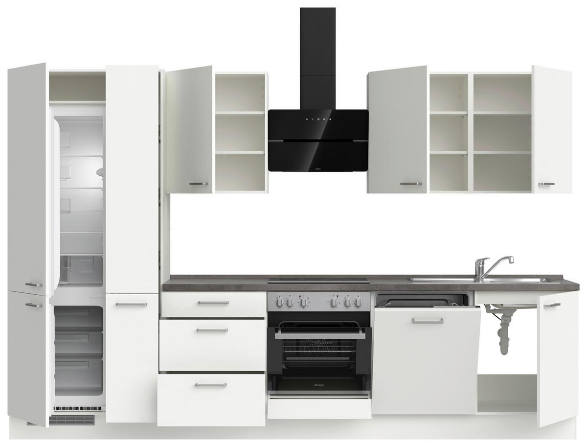 Küchenleerblock Touch High o. Geräte Weiß - Edelstahlfarben/Weiß, MODERN, Holzwerkstoff/Metall (330cm) - Nobilia