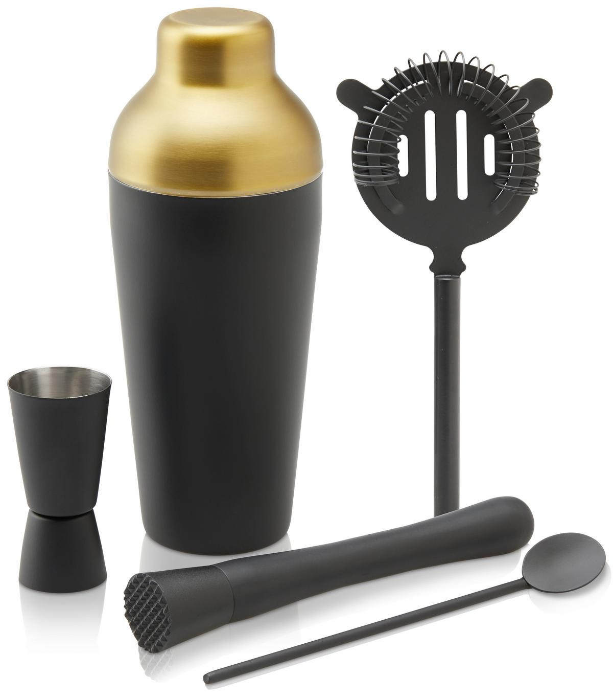 Set pentru cocktail GLAMOUR - auriu/negru, Modern, plastic/metal - Premium Living