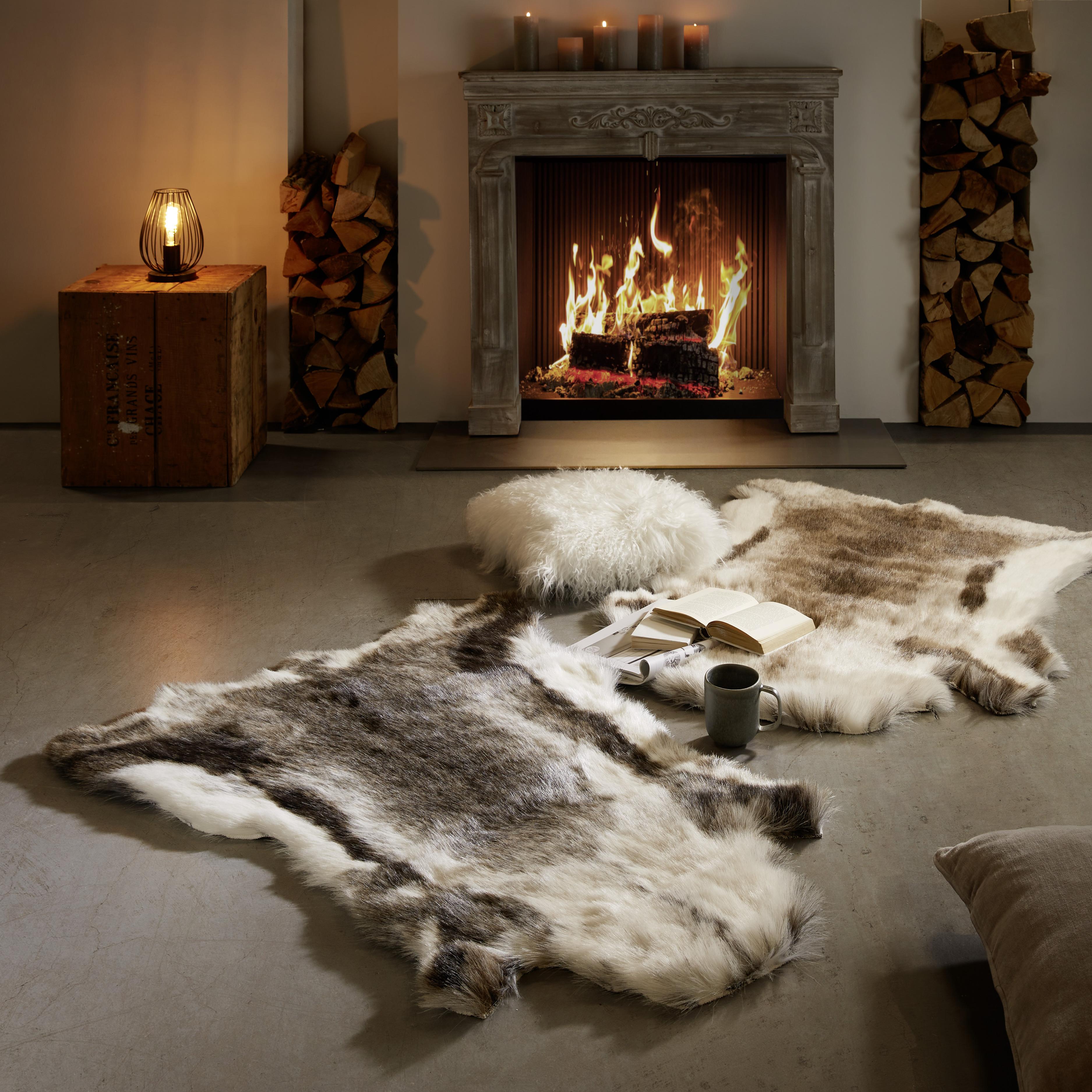 Kunstfell Rudolf in Braun/Weiß ca. 90x110cm - Braun, MODERN, Textil/Fell (90/110cm) - Modern Living