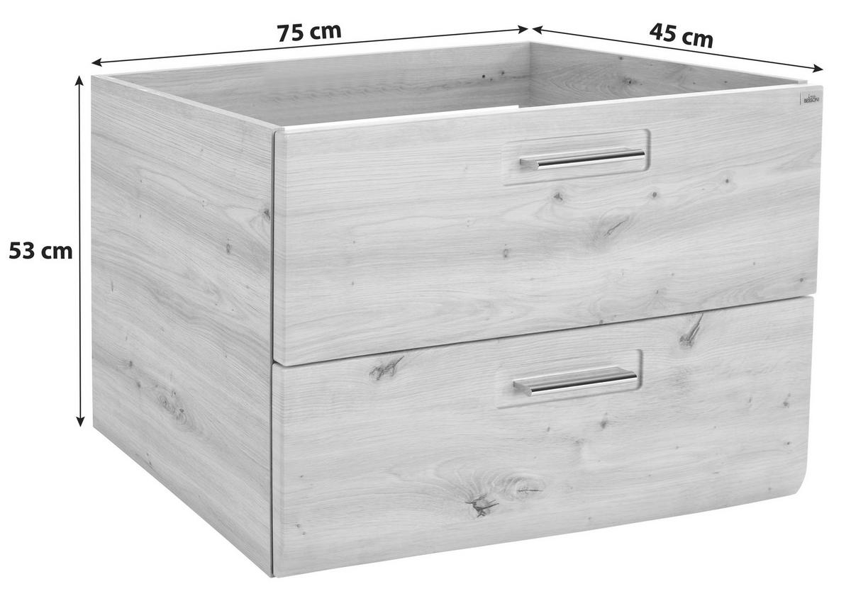 Omarica Za Pod Umivalnik Avensis 304 - barve kroma/barve hrasta, Moderno, kovina/leseni material (75/53/45cm) - Mömax