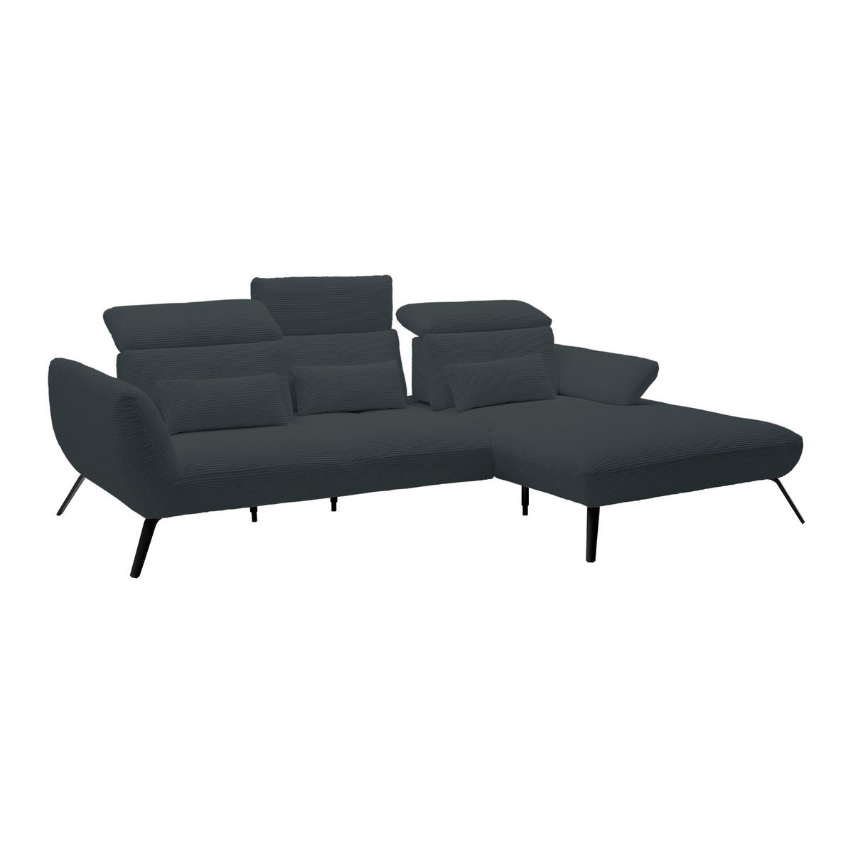 Wohnlandschaft Seattle Schwarz - Schwarz/Weiß, MODERN, Holzwerkstoff/Textil (301/196cm) - Premium Living