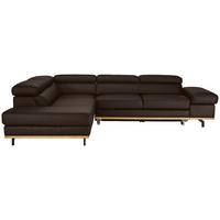 Wohnlandschaft Carmen links Dunkelbraun - Dunkelbraun/Schwarz, MODERN, Leder/Holz (292/72/226cm) - Premium Living
