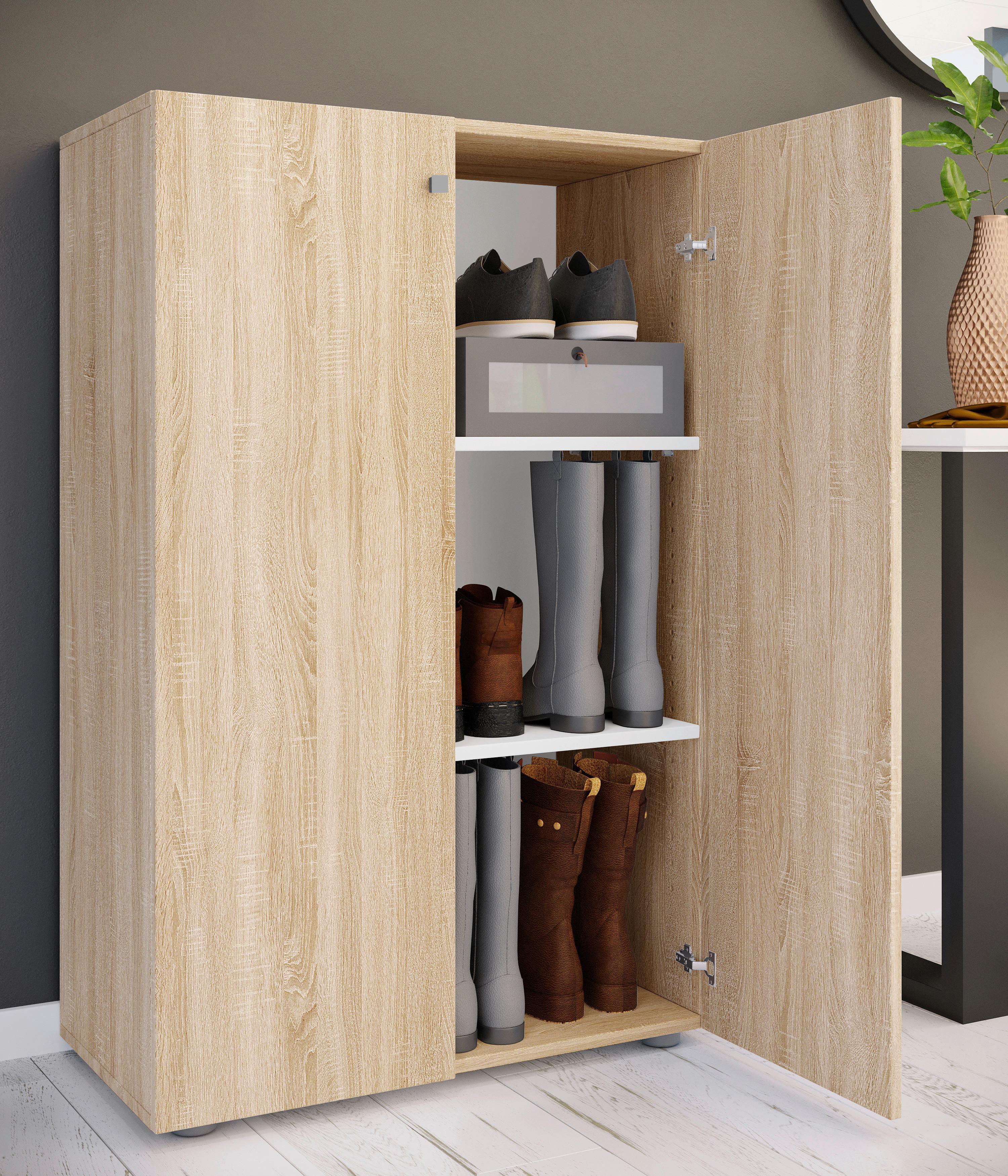 Schuhschrank LONA Sonoma Eiche ca. 70x110x39cm - Silberfarben/Schwarz, Design, Holzwerkstoff/Kunststoff (70/110/39cm) - MID.YOU