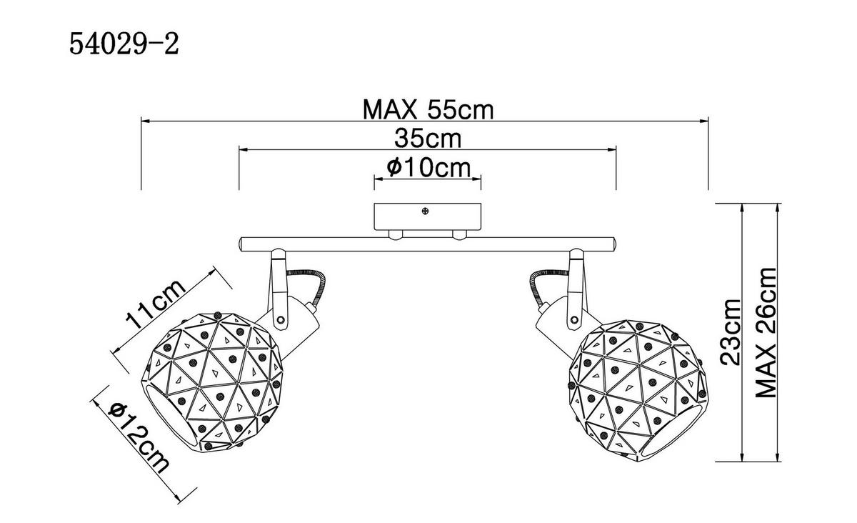 Strahler Jodie in Schwarz max. 40 Watt - Klar/Goldfarben, Basics, Glas/Metall (35/12/26cm) - Globo