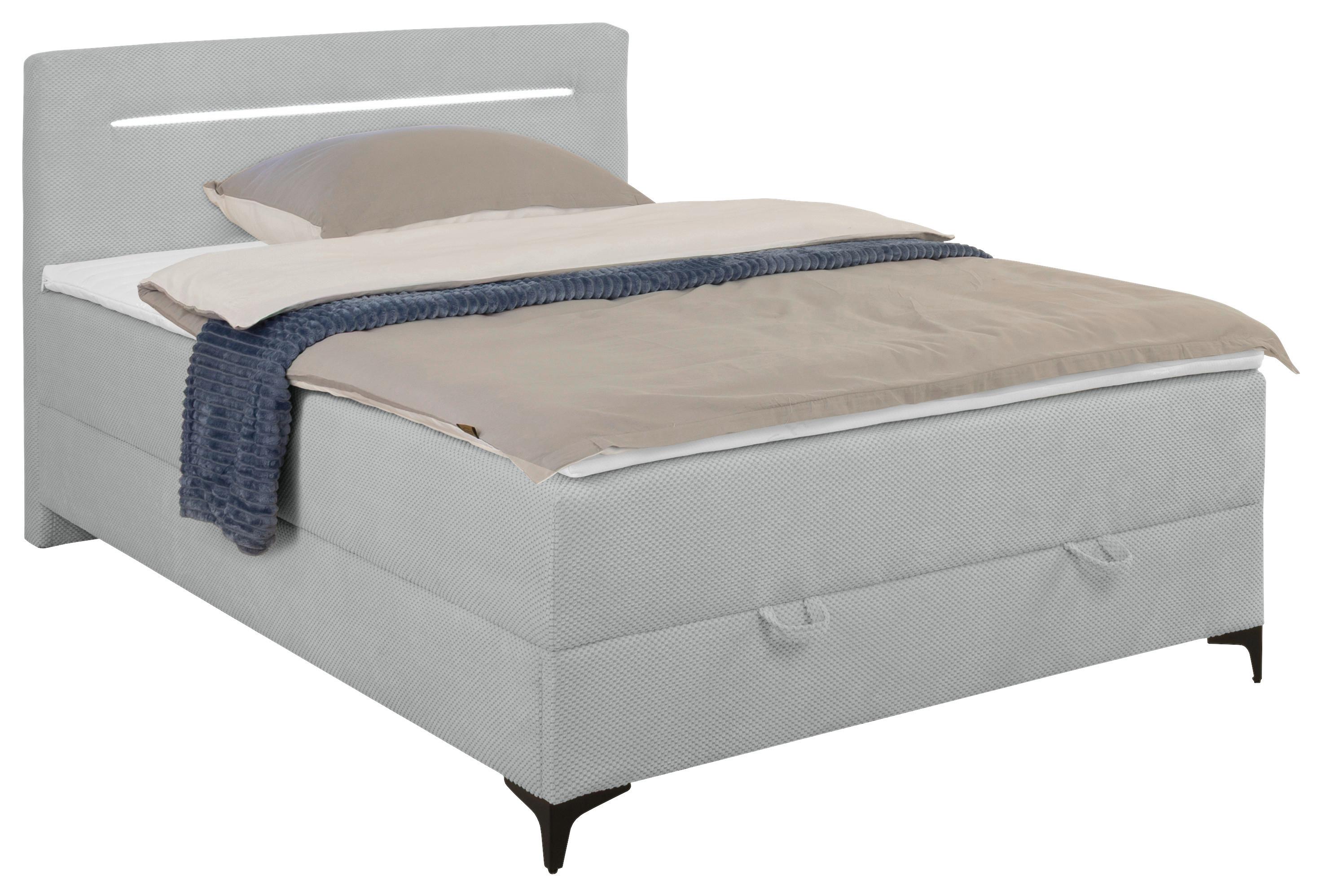 Boxbett Jerry Silberfarben ca. 120x200cm - Silberfarben/Schwarz, KONVENTIONELL, Textil (120/200cm) - Mömax