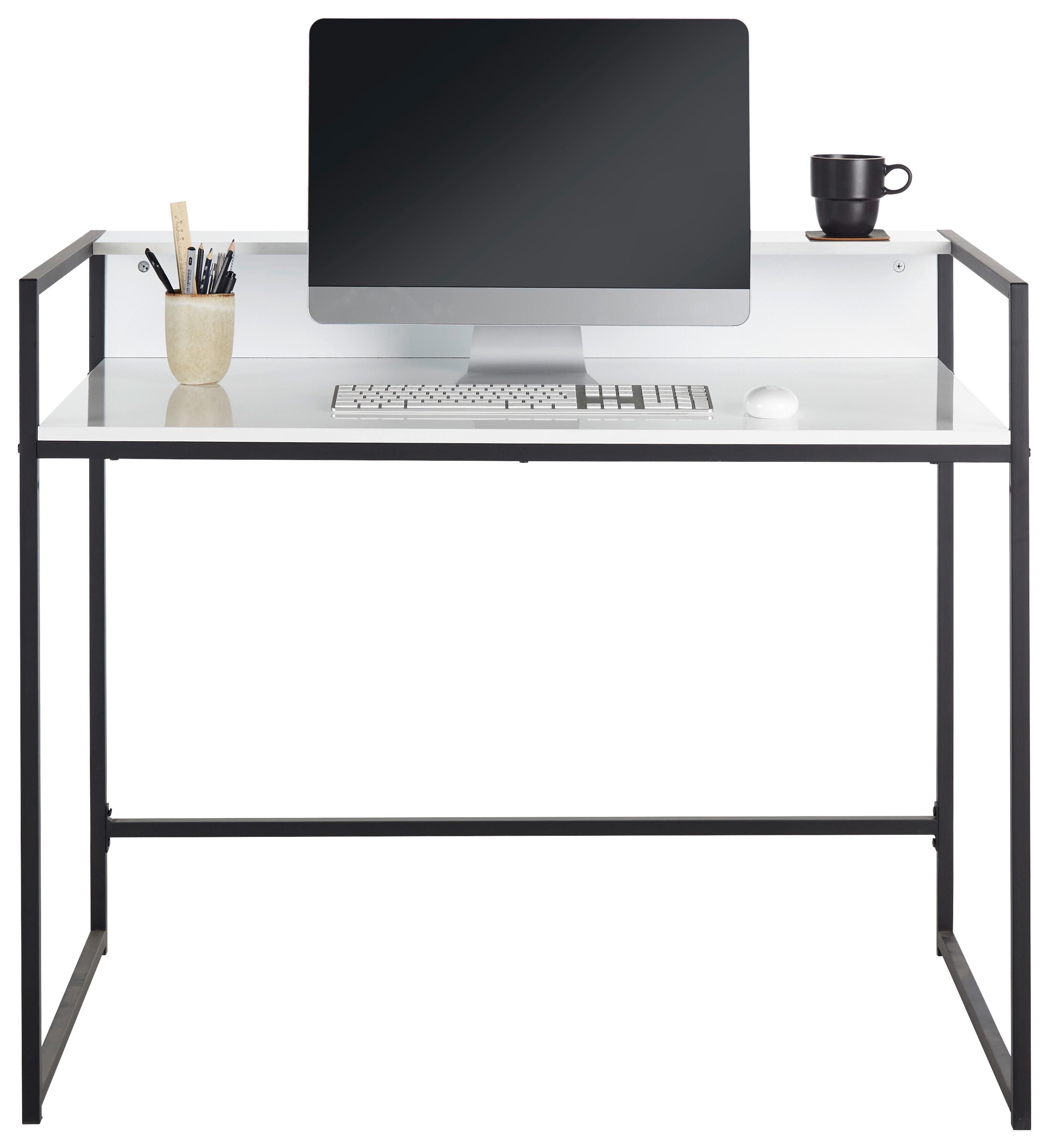 Íróasztal Fekete-fehér Xeni - Fehér/Fekete, modern, Faalapú anyag/Fém (110/92/65cm) - Modern Living