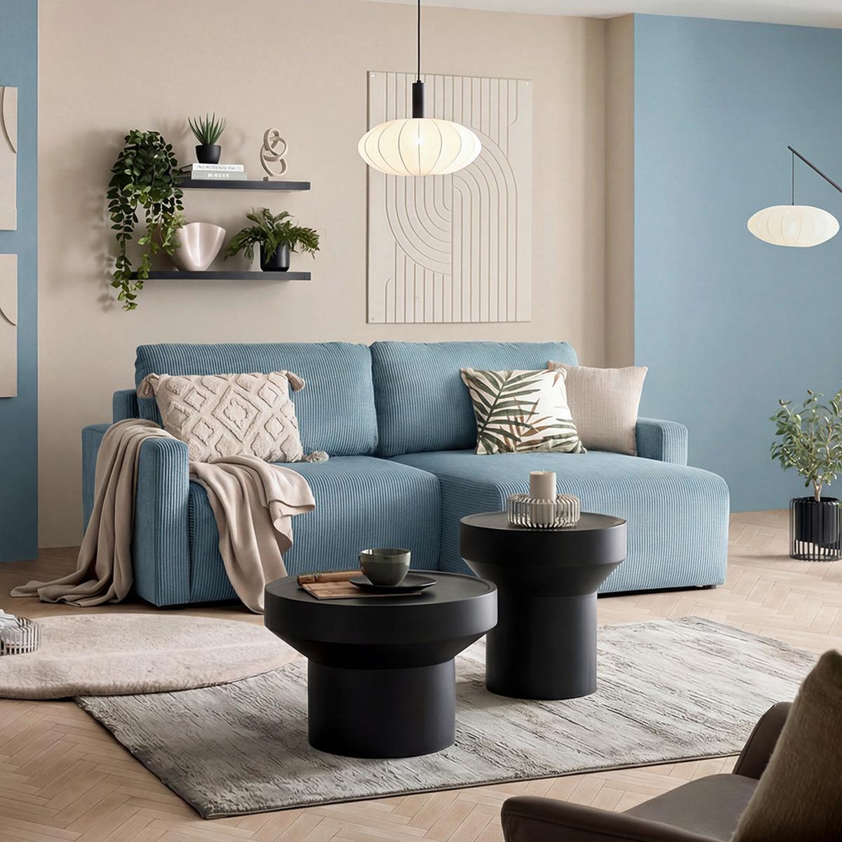 Ecksofa Dave Petrol - Petrol, MODERN, Textil (227/146cm) - Based