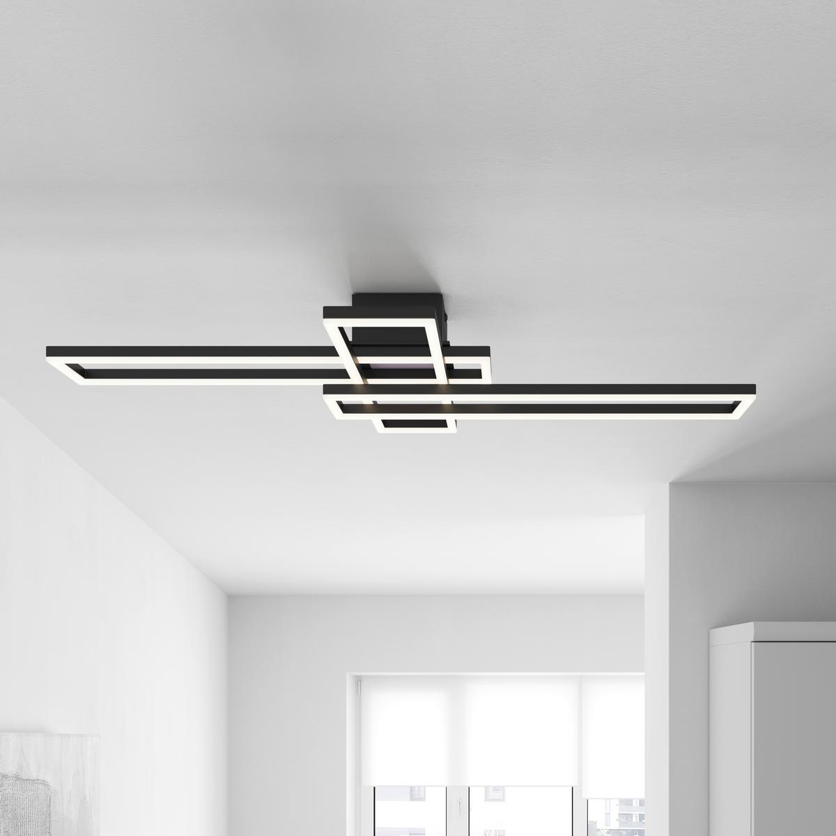 Led Mennyezeti Lámpa Film - fekete/opál, Modern, fém (99/60/11,5cm) - Mömax