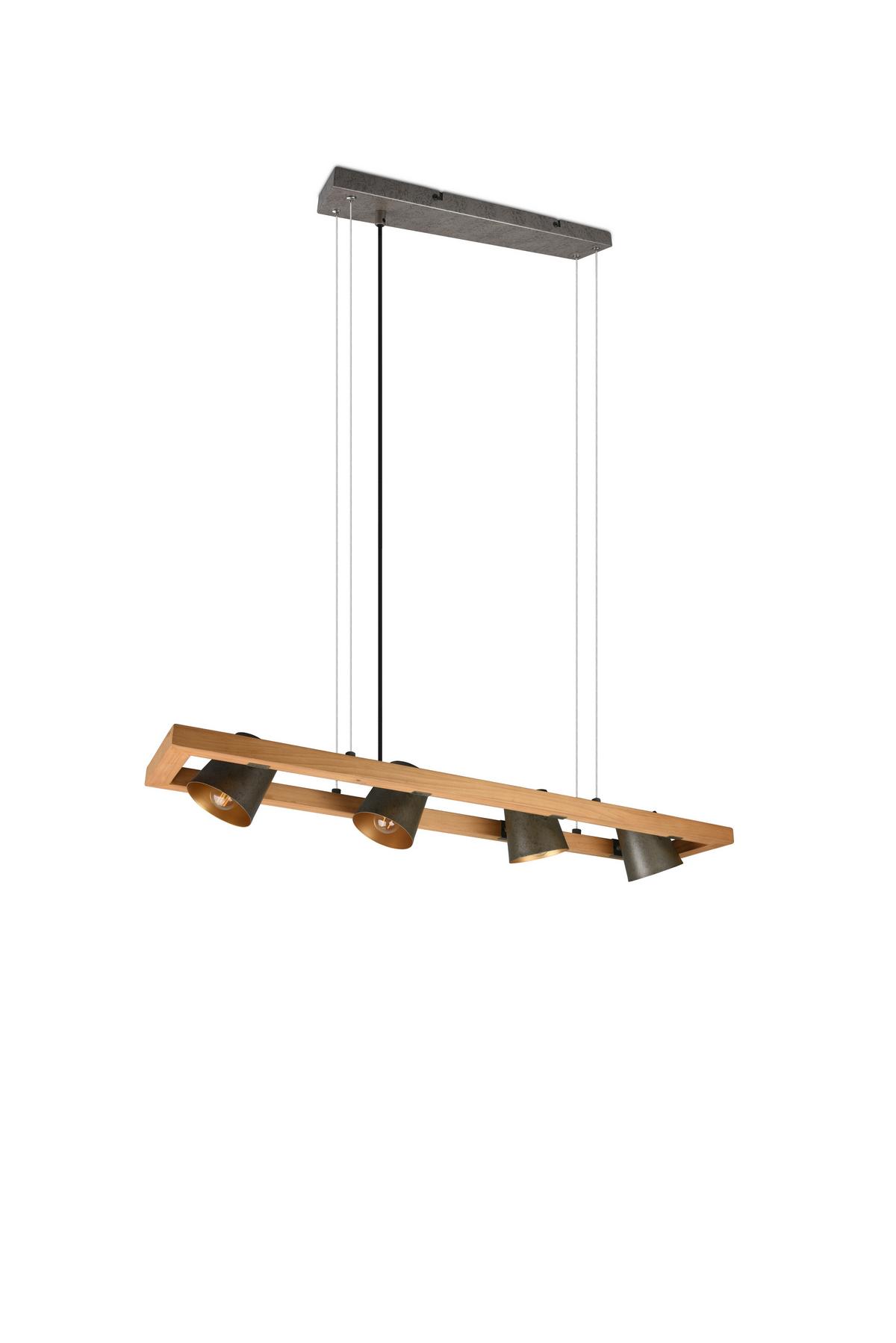Hängeleuchte Bell max. 25 Watt - Nickelfarben, Natur, Holz/Metall (100/150/21cm) - Trio Leuchten