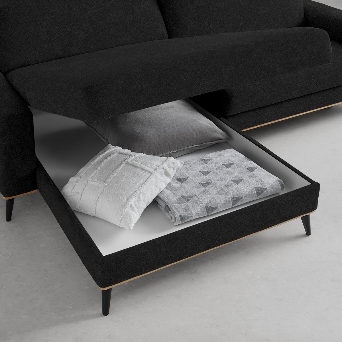 Wohnlandschaft Romeo Schwarz - Schwarz, KONVENTIONELL, Textil/Metall (167/87/234cm) - Zandiara