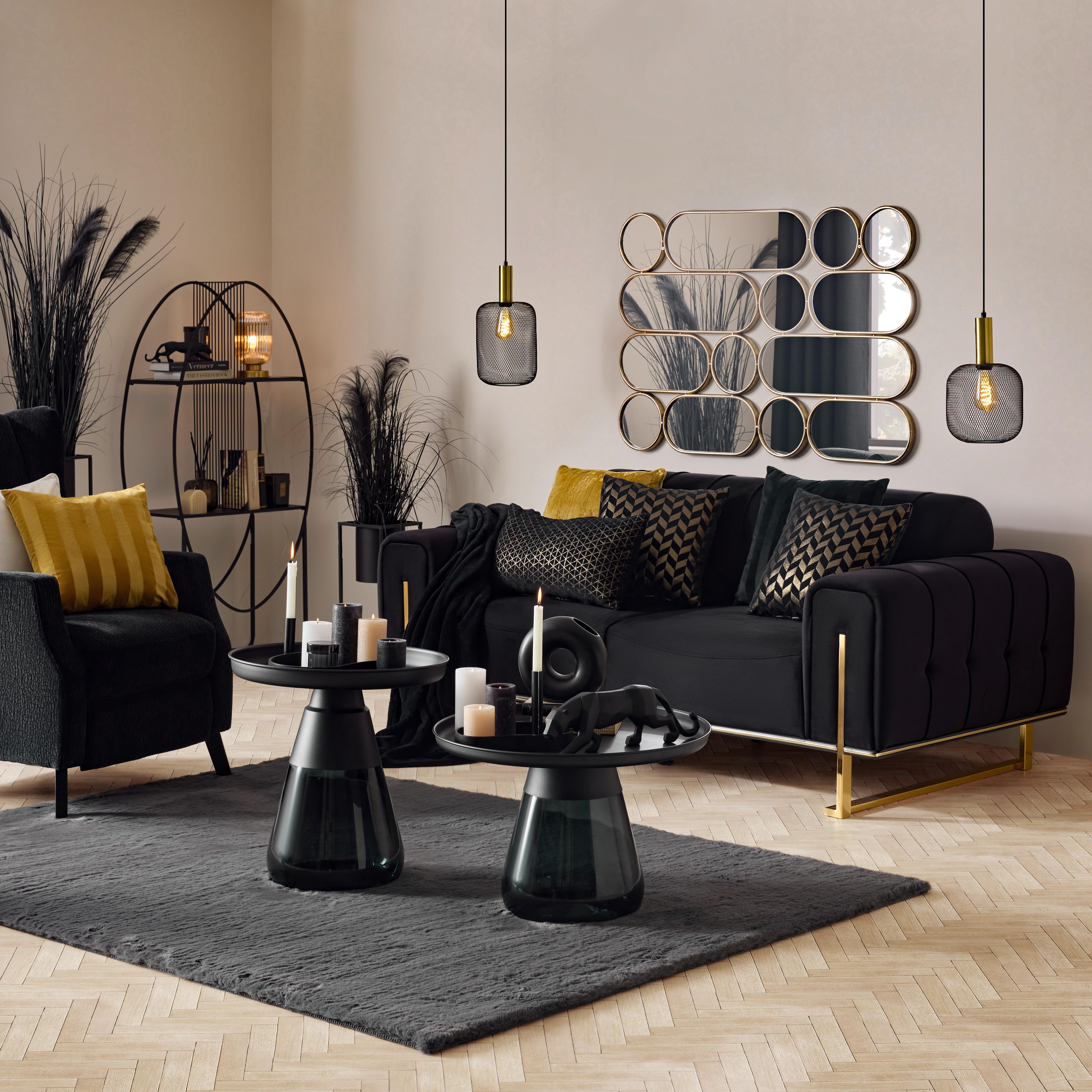 Hängeleuchte Drato Schwarz max. 25 Watt - Goldfarben/Schwarz, Modern, Metall (20/120cm) - Mömax