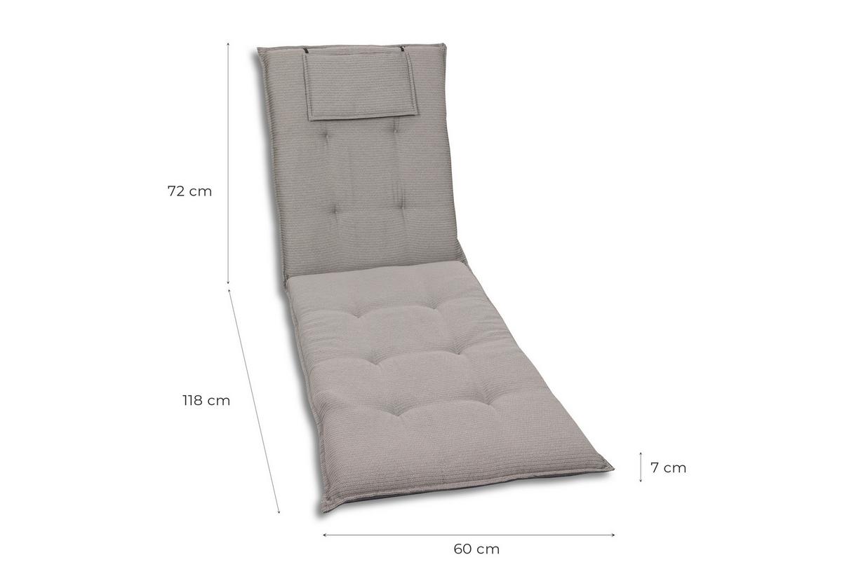 Liegenauflage Grau ca. 60x7x190 cm - Grau, Basics, Textil (60/7/190cm)