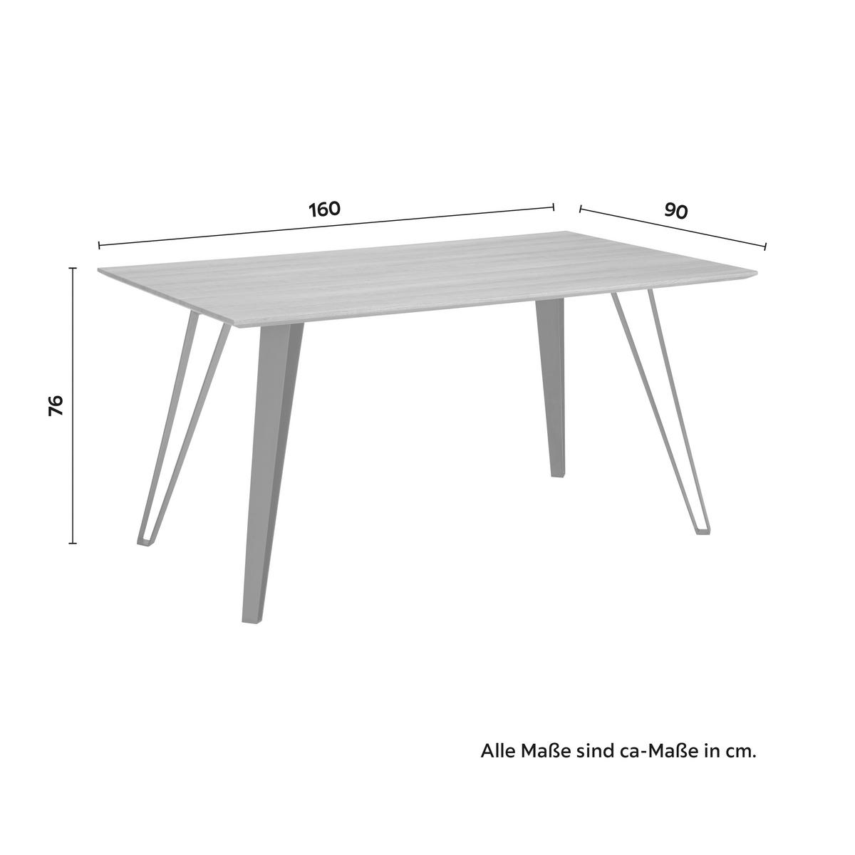 Esstisch in Teakfarben Gino ca.160x90cm - Schwarz/Teakfarben, Modern, Holz/Metall (160/90/76cm) - Bessagi Home