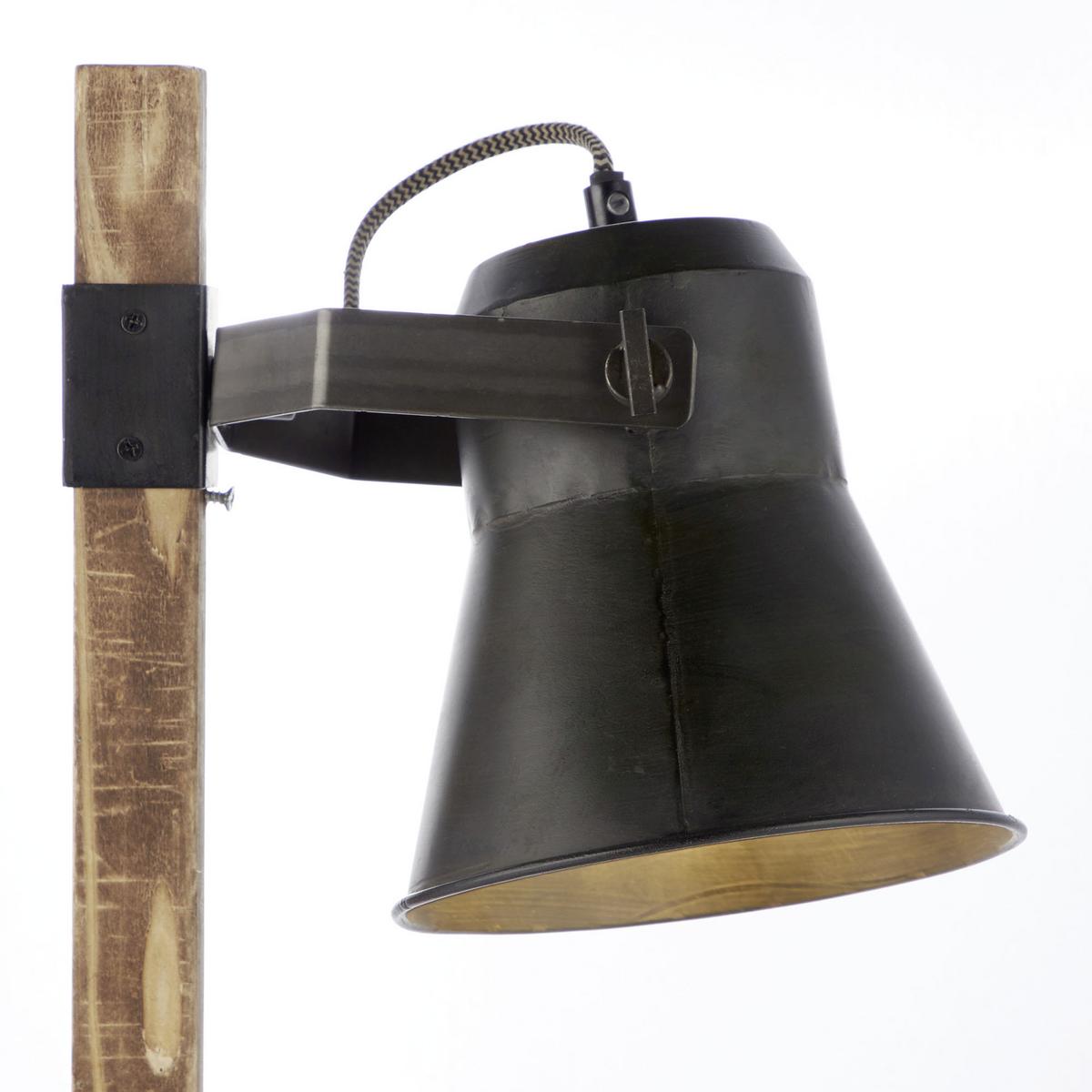 Tischleuchte Plow Schwarz max. 10 Watt - Schwarz, Natur, Holz/Metall (16/55cm) - Brilliant