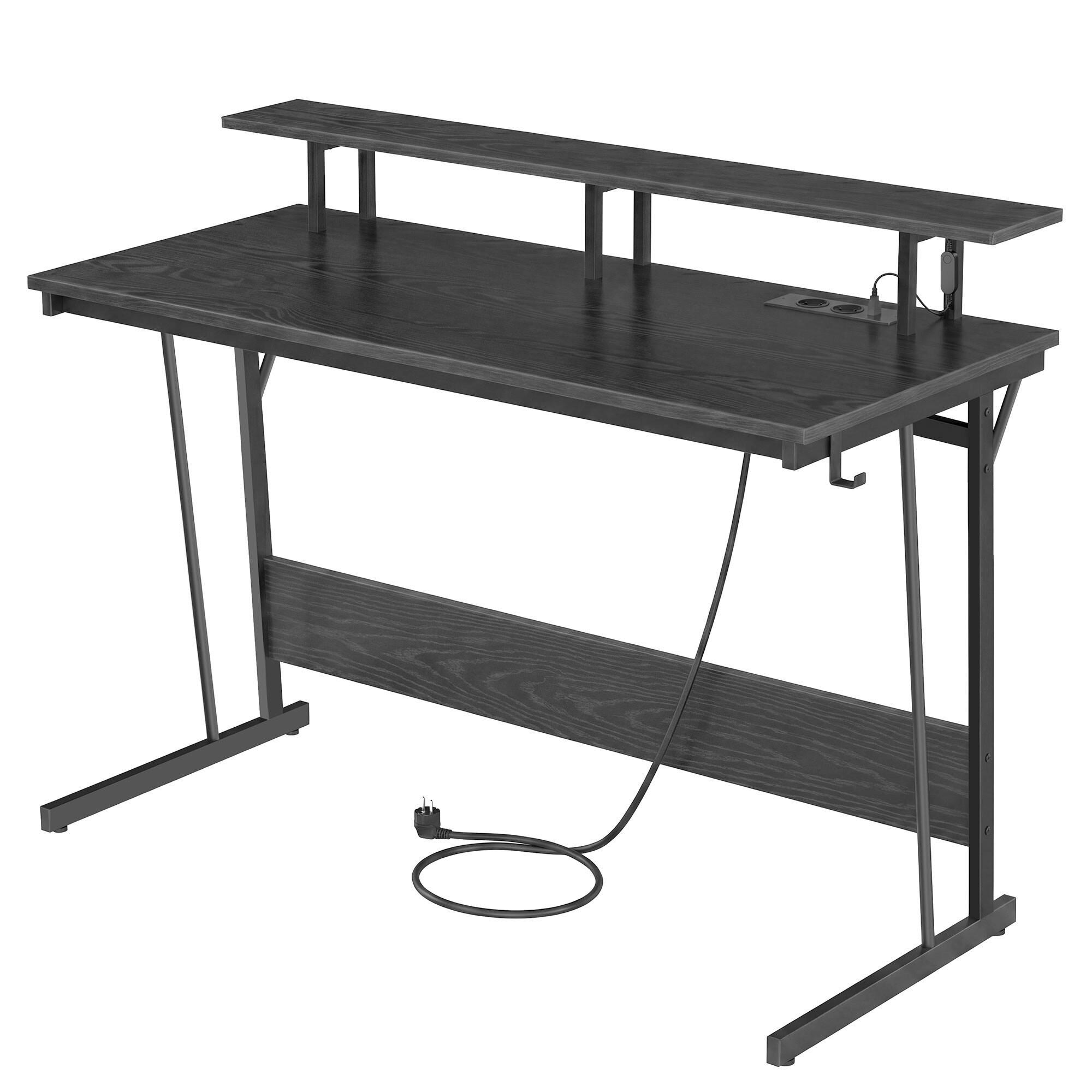 Computertisch Schwarz - Schwarz, Trend, Holzwerkstoff/Metall (120/60/91cm) - MID.YOU