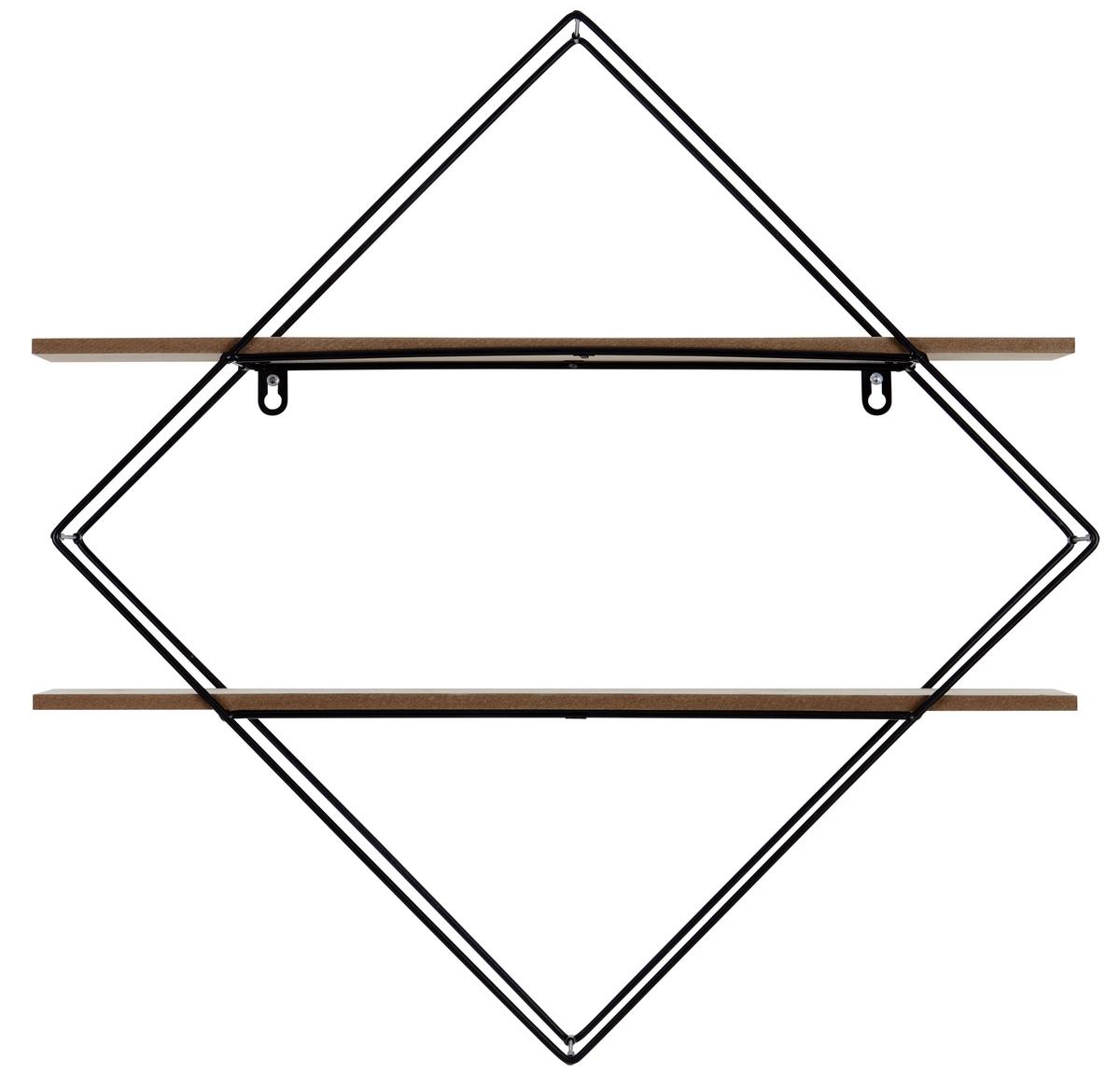 Stenski Regal Rom 2, Črna, Naravne Barve - črna/barve pinije, Moderno, kovina/leseni material (60/60/15cm) - Mömax