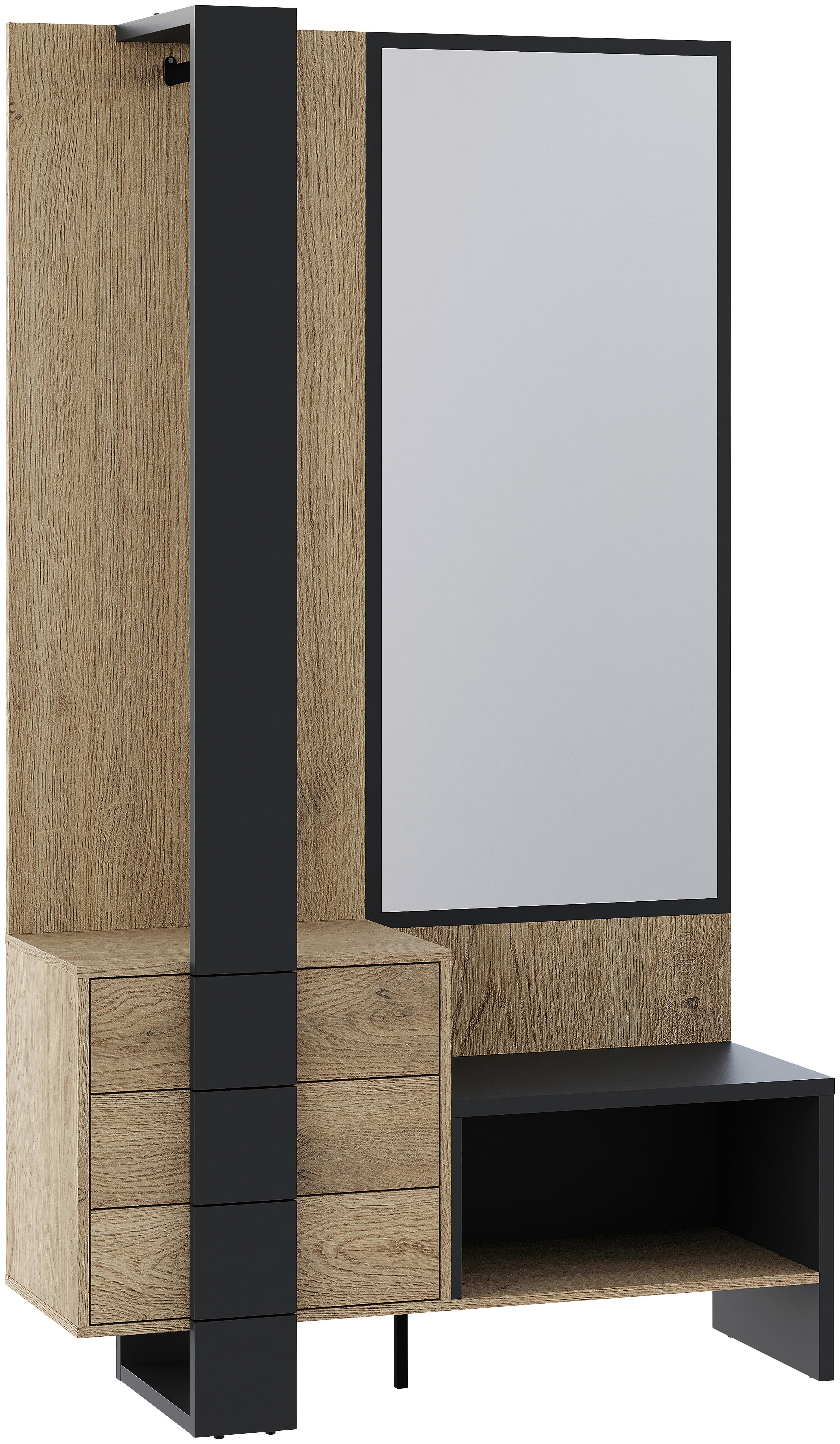 PRZEDPOKÓJ SILENT - kolor dębowy/antracytowy, Konventionell, materiał drewnopochodny (115/200/41,6cm) - Carryhome