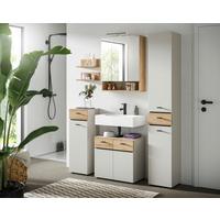 Badezimmer Aqua Eichefarben/Kaschmir 5-teilig - Kaschmir/Eichefarben, Trend, Glas/Holzwerkstoff (124cm) - MID.YOU