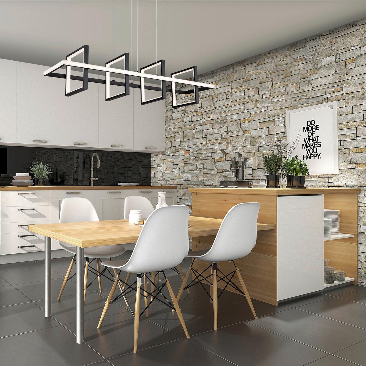 LED-HÄNGELEUCHTE 67194-60 - Opal/Schwarz, Design, Kunststoff/Metall (90/28cm) - Globo
