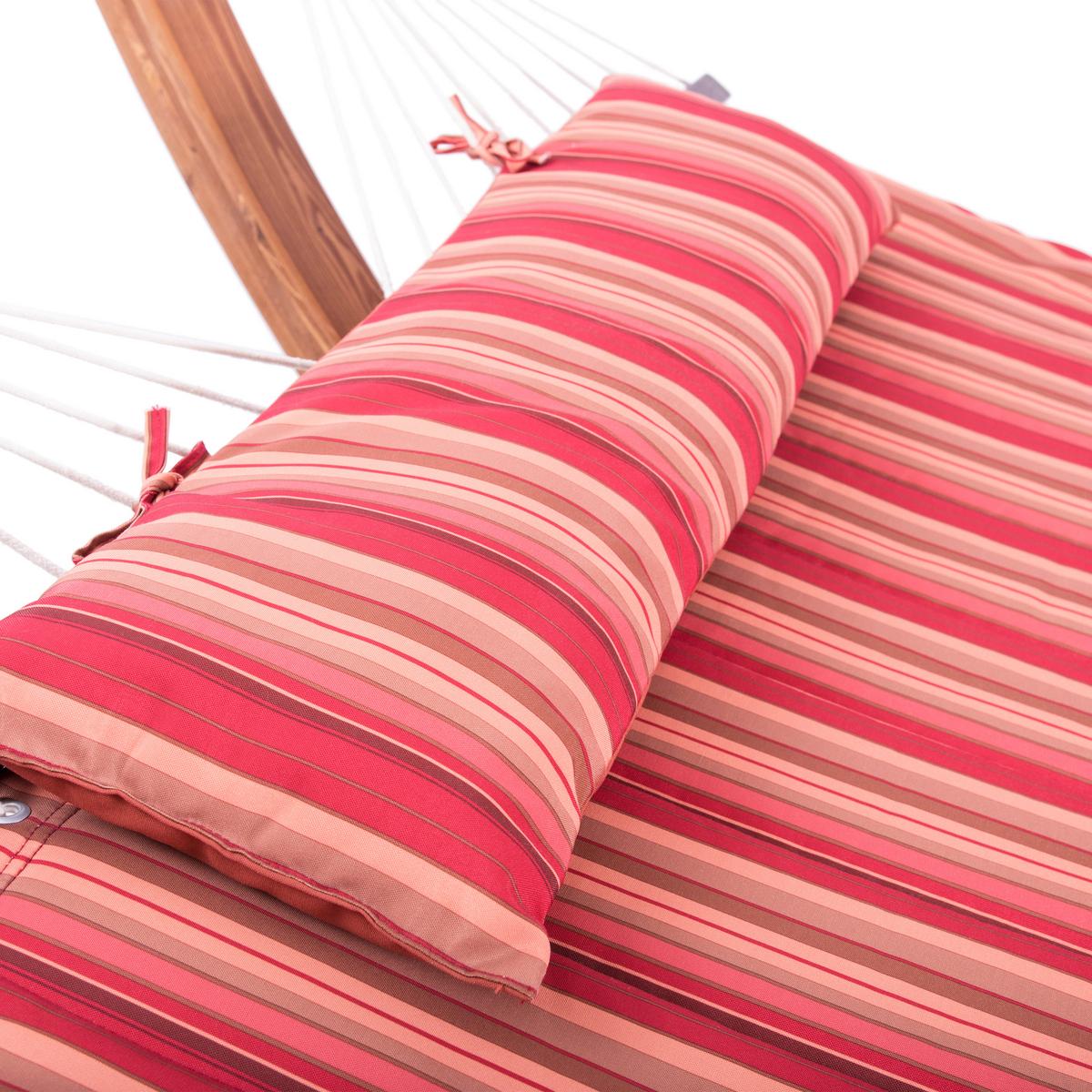 Hängematte Hawaii Holz/Rot - Rot/Lärchefarben, Basics, Holz/Textil (320/120/130cm) - Ambia Garden