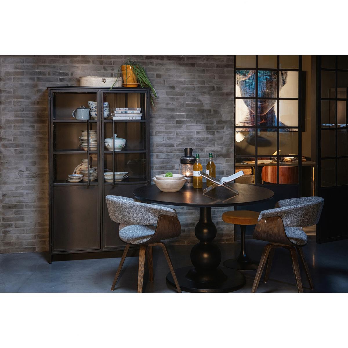 Vitrine Exhibit Schwarz - Schwarz, Design, Glas/Metall (99/170/44cm) - Livetastic