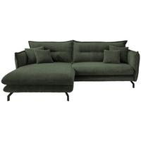 Wohnlandschaft Lava Moosgrün Cord ca. 180x255 cm - Schwarz/Grün, MODERN, Textil/Metall (180/255cm) - Livetastic