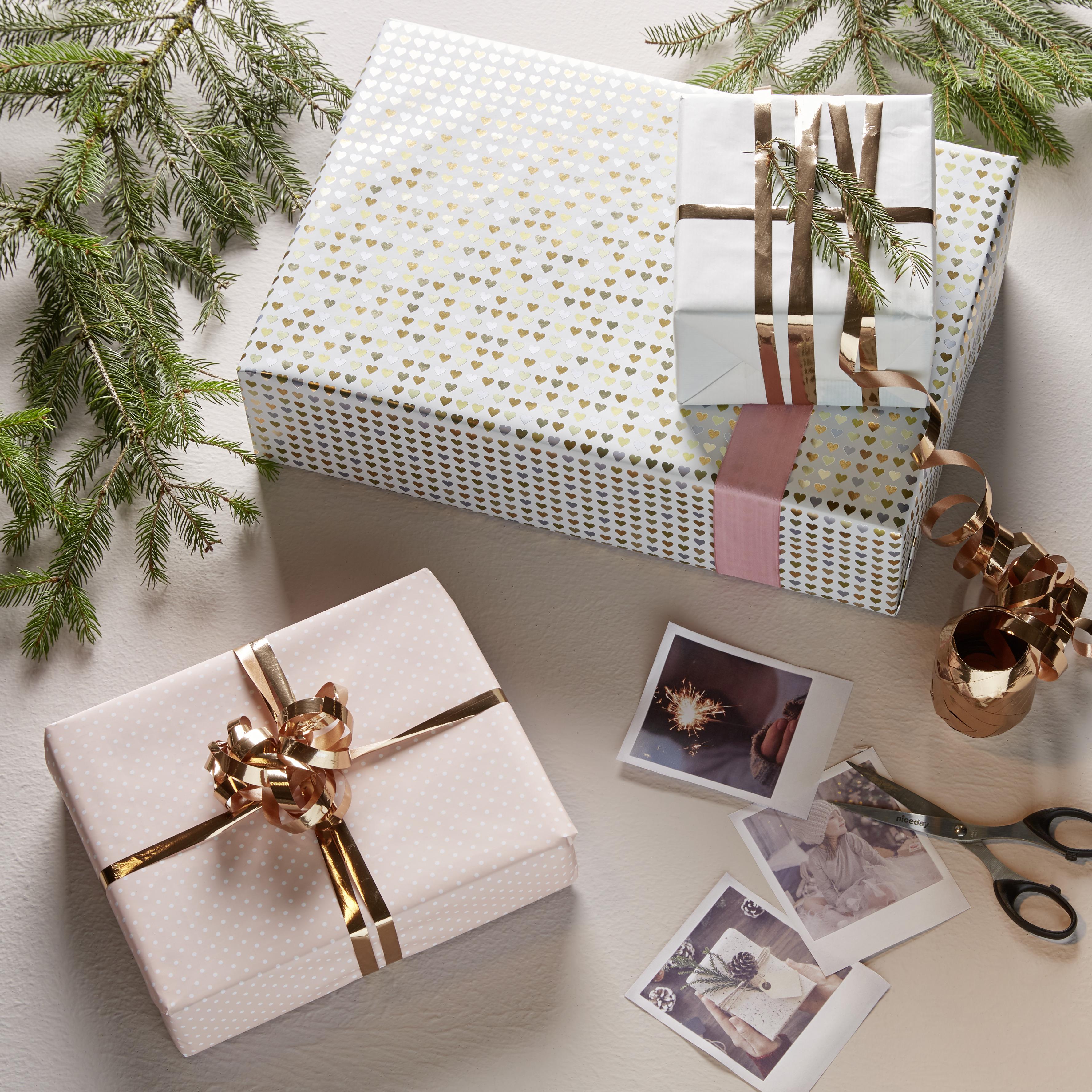 Geschenkpapier Marie Silberfarben/Weiß - Silberfarben/Goldfarben, Papier (70/200cm) - Modern Living