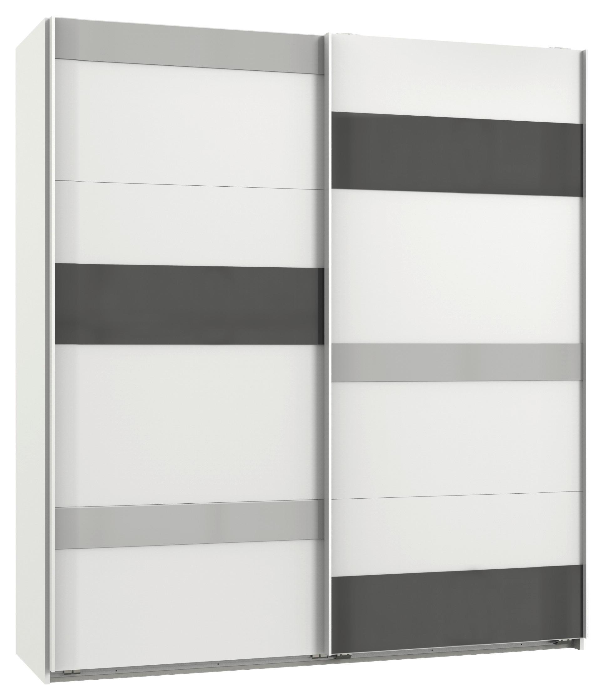 Ormar S Kliznim Vratima Monaco - bijela/siva, Moderno, staklo/drvni materijal (180/210/65cm) - Modern Living
