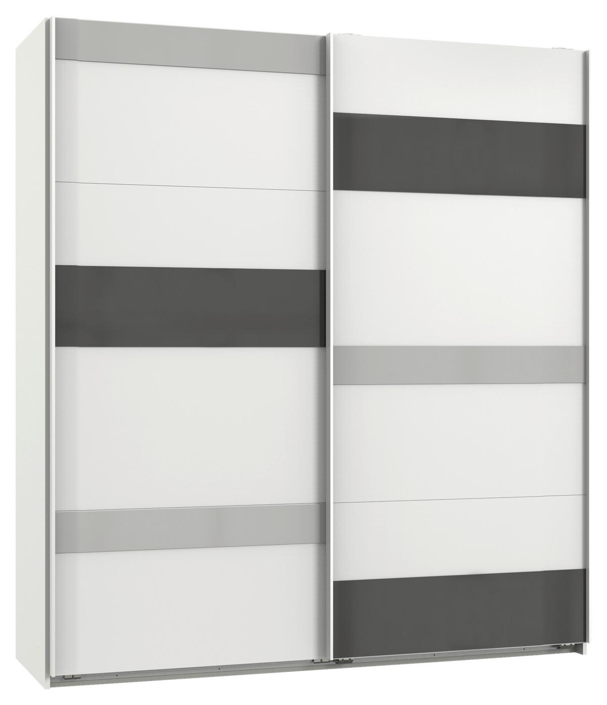 Ormar S Kliznim Vratima Monaco - bijela/siva, Moderno, staklo/drvni materijal (180/210/65cm) - Modern Living