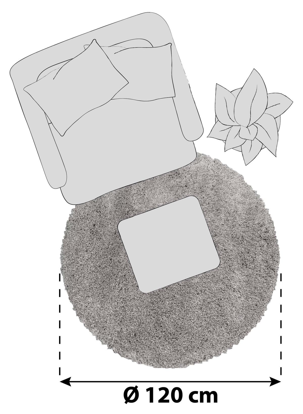Hochflorteppich Fluffy Beige Ø ca. 120cm - Beige, Basics, Textil (120cm)