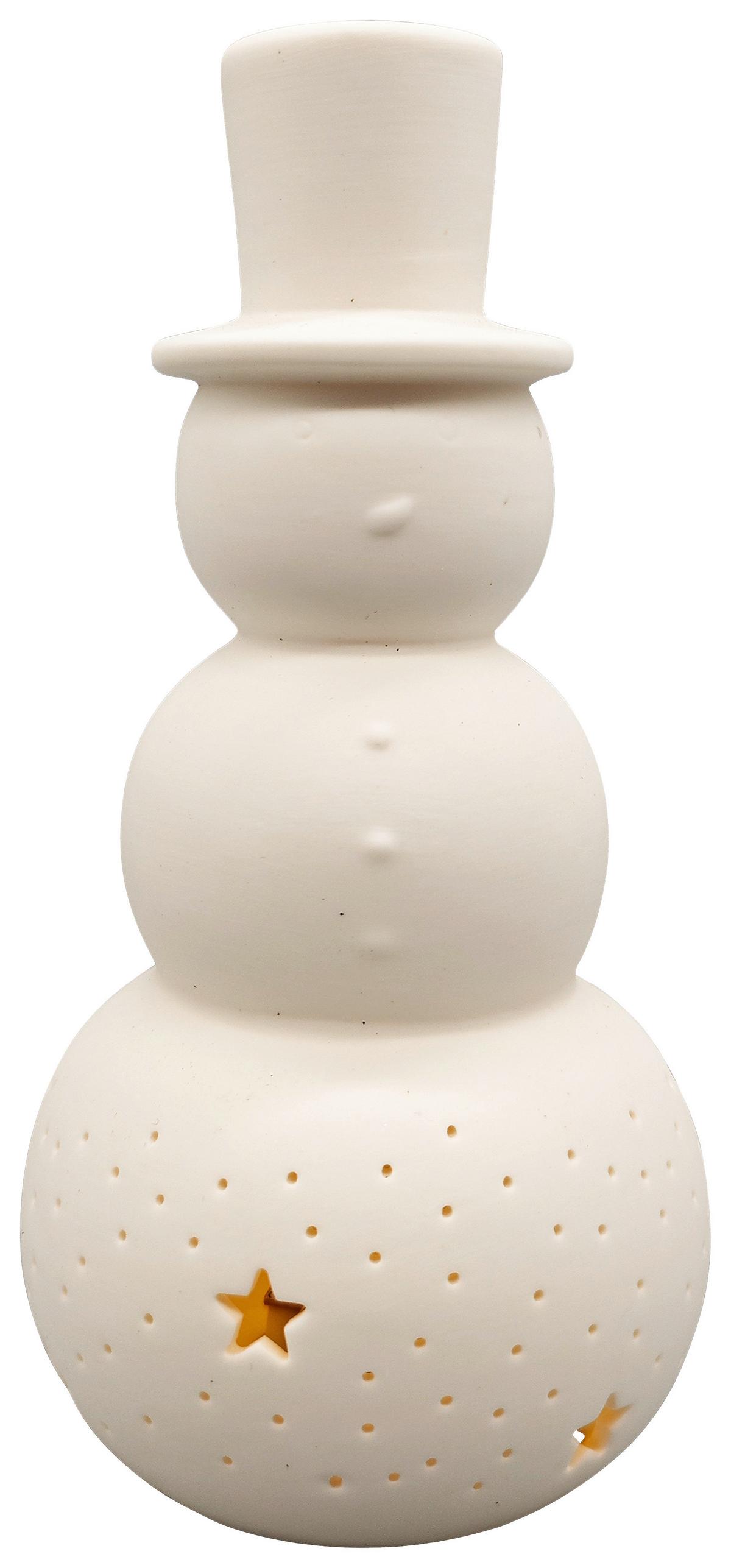 Schneeman Snowy Weiß ca. 13cm - Weiß, KONVENTIONELL, Keramik (6/13cm) - Mömax